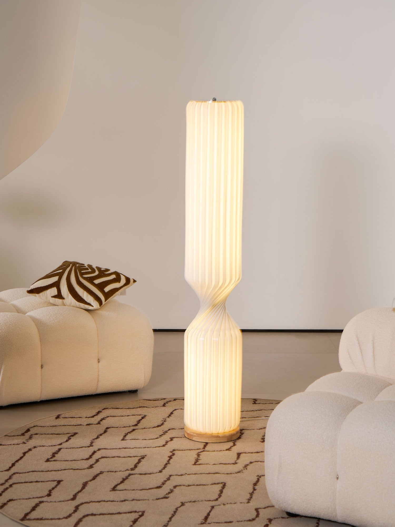 Spira Sculptural Twisted Paper Floor Lamp for Living Room and Bedroom