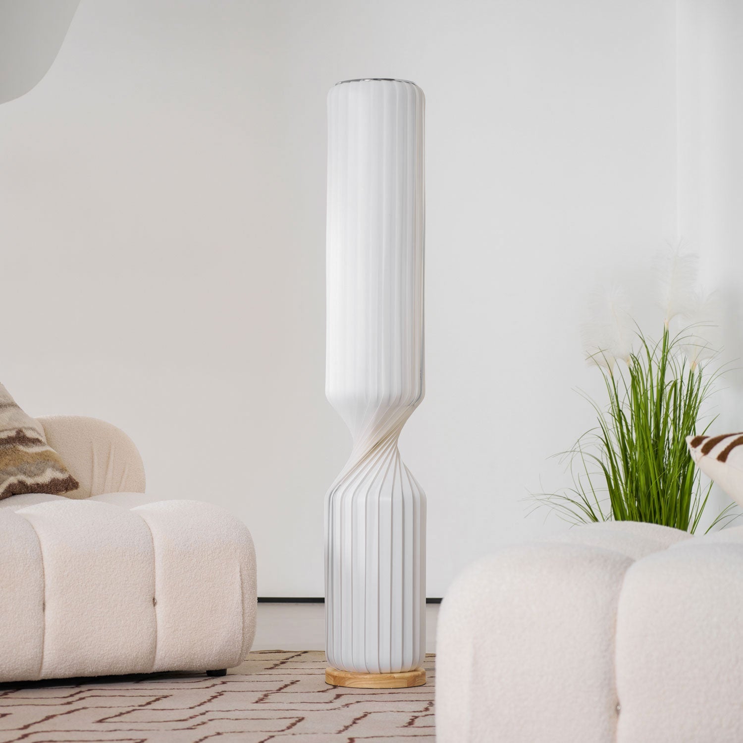 Spira Sculptural Twisted Paper Floor Lamp for Living Room and Bedroom