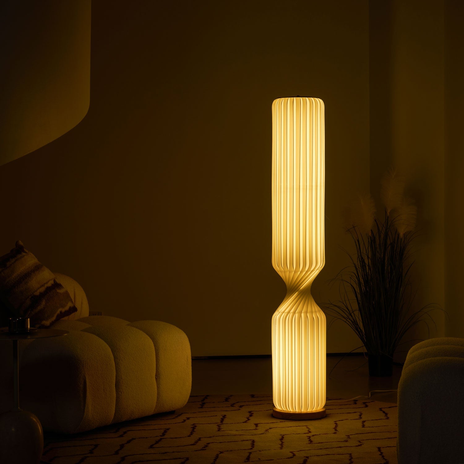 Spira Sculptural Twisted Paper Floor Lamp for Living Room and Bedroom