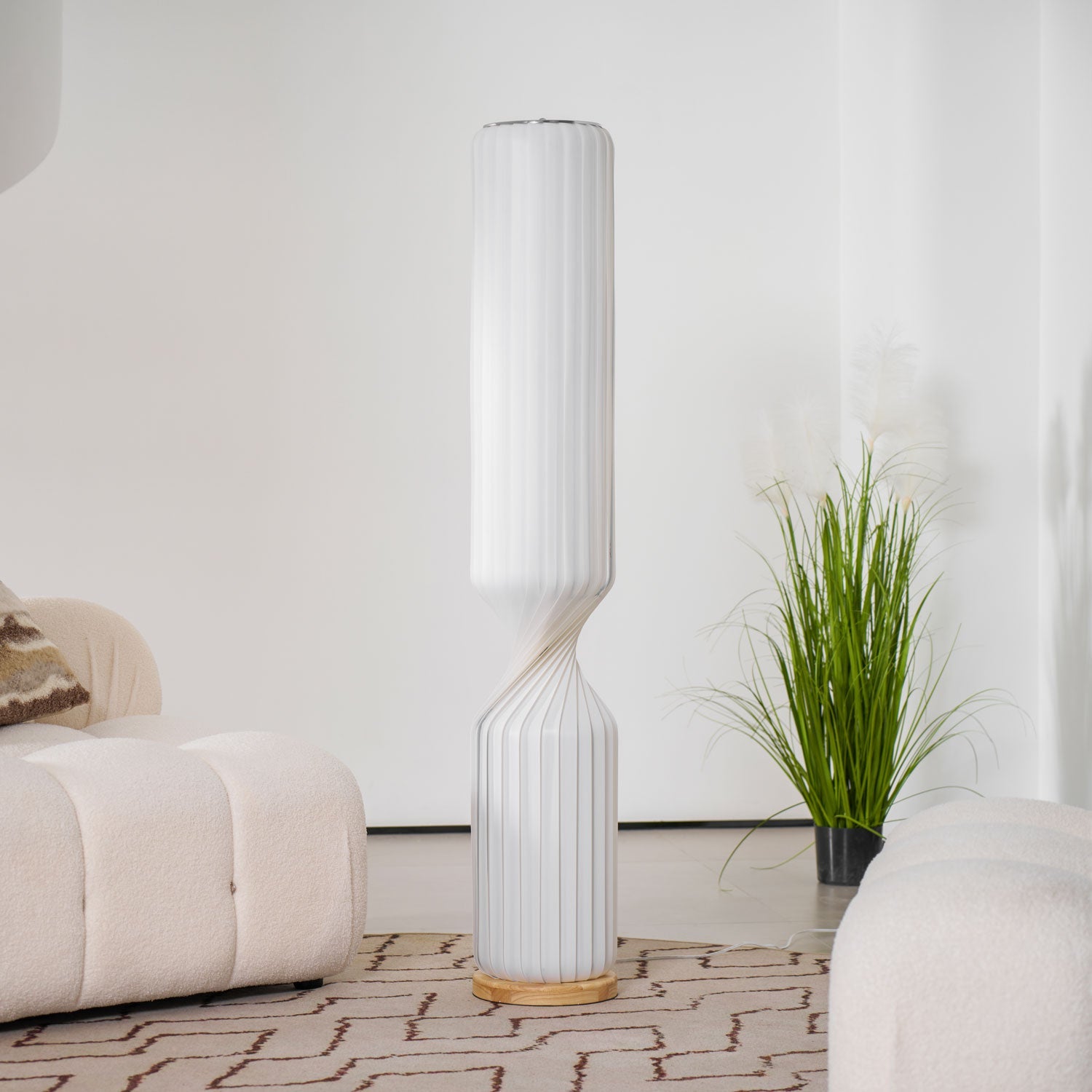 Spira Sculptural Twisted Paper Floor Lamp for Living Room and Bedroom