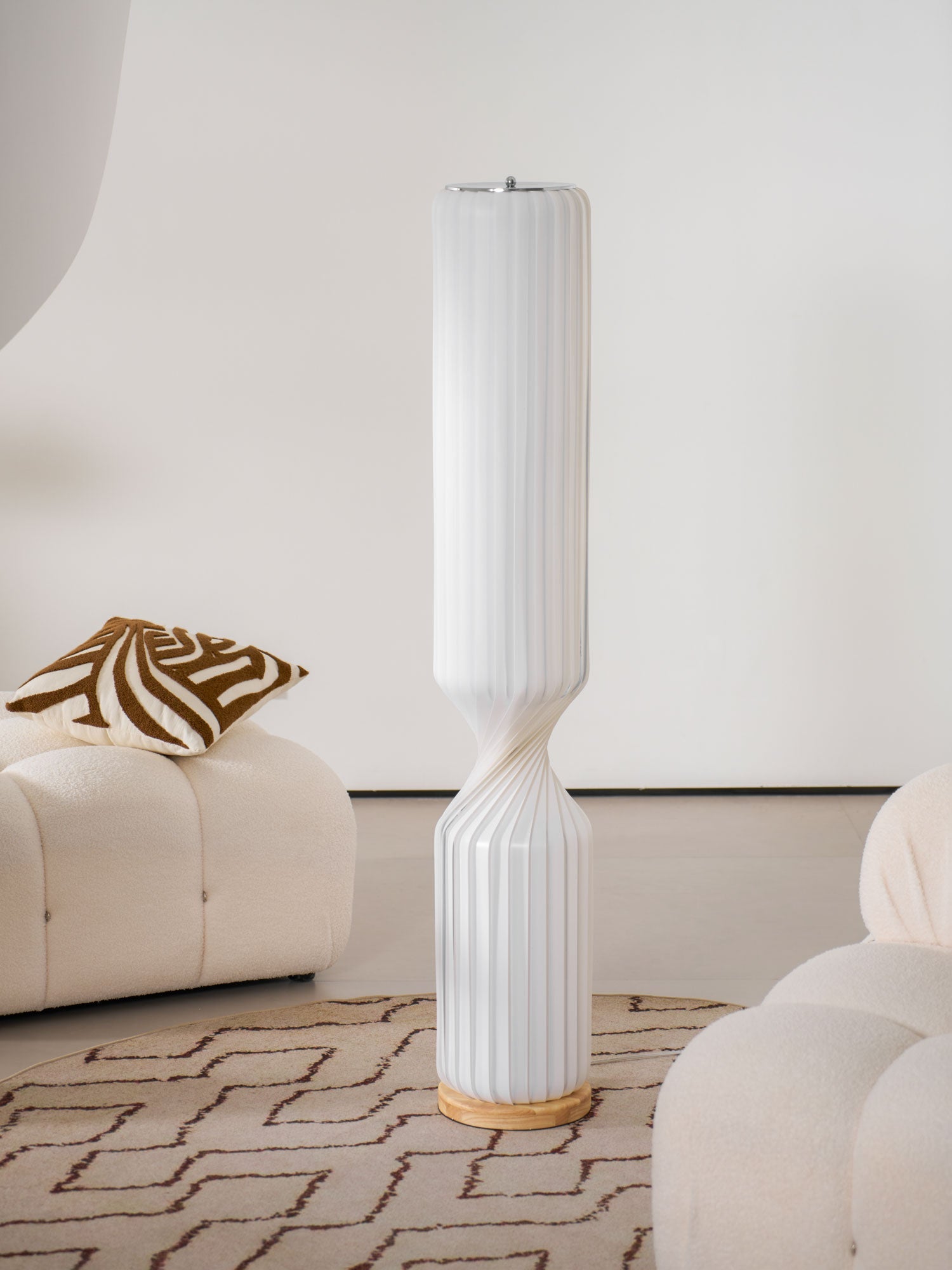 Spira Sculptural Twisted Paper Floor Lamp for Living Room and Bedroom