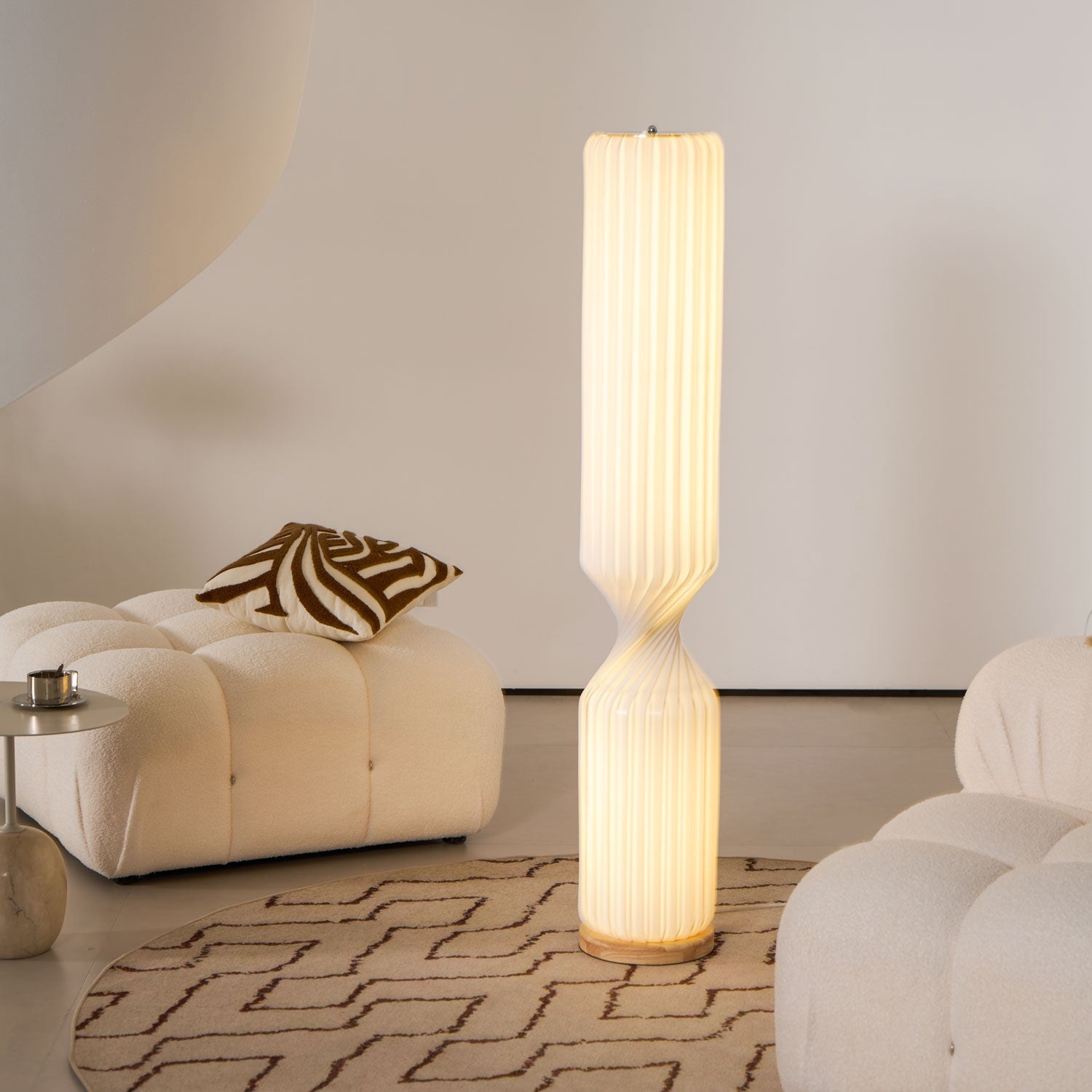 Spira Sculptural Twisted Paper Floor Lamp for Living Room and Bedroom