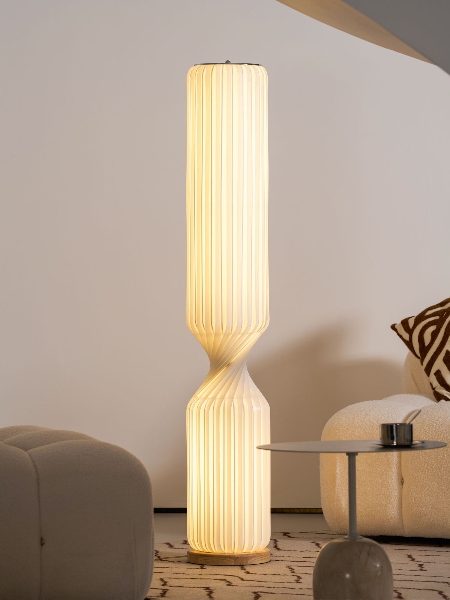 Spira Sculptural Twisted Paper Floor Lamp for Living Room and Bedroom