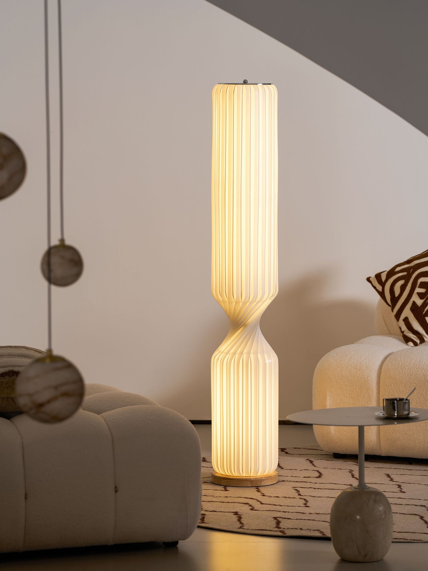 Spira Sculptural Twisted Paper Floor Lamp for Living Room and Bedroom
