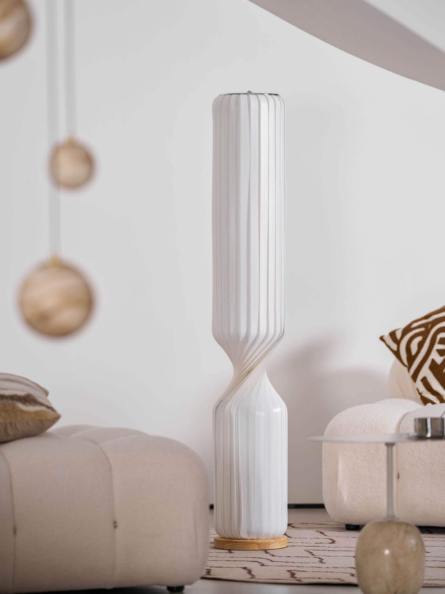 Spira Sculptural Twisted Paper Floor Lamp for Living Room and Bedroom