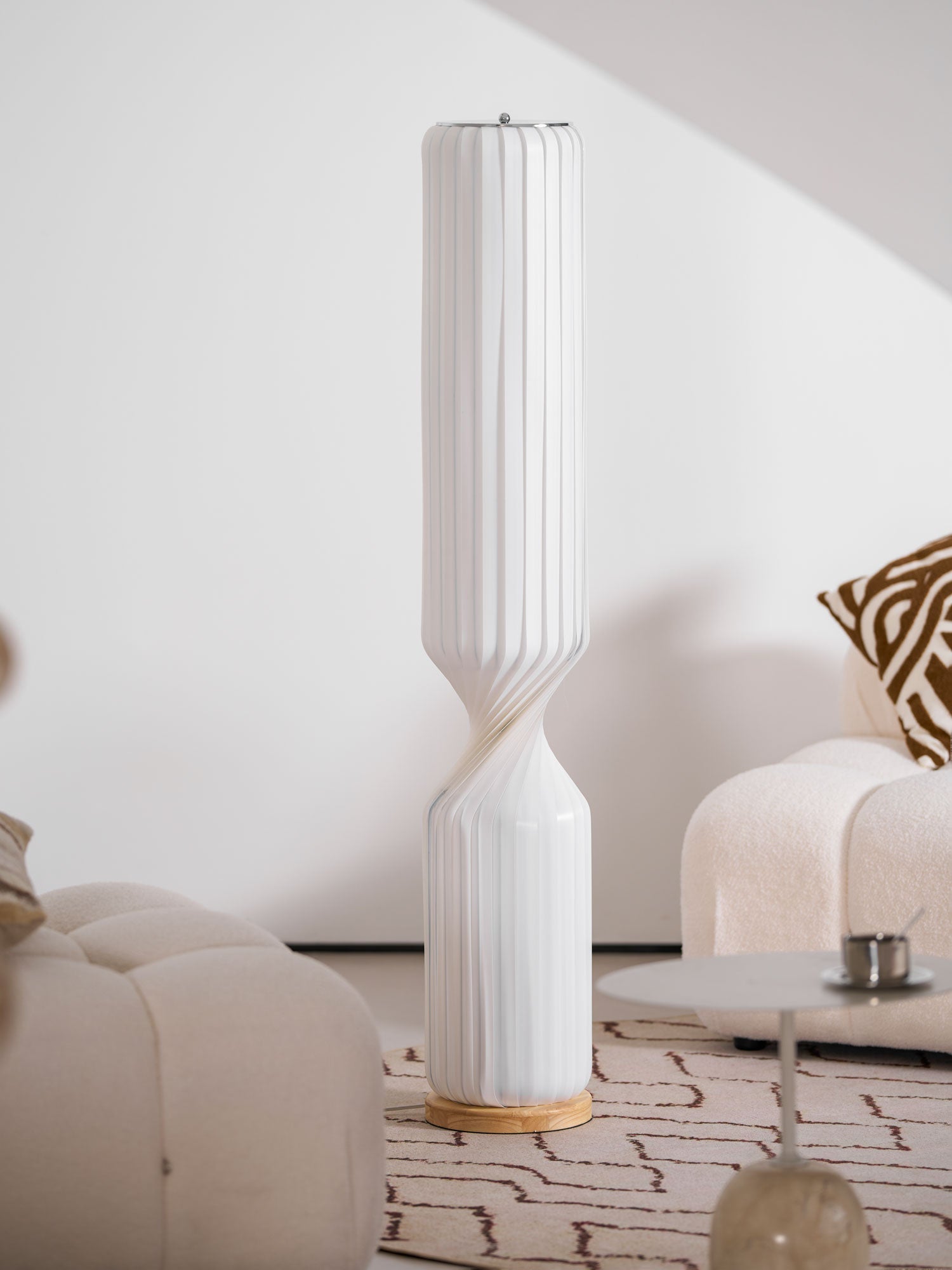 Spira Sculptural Twisted Paper Floor Lamp for Living Room and Bedroom