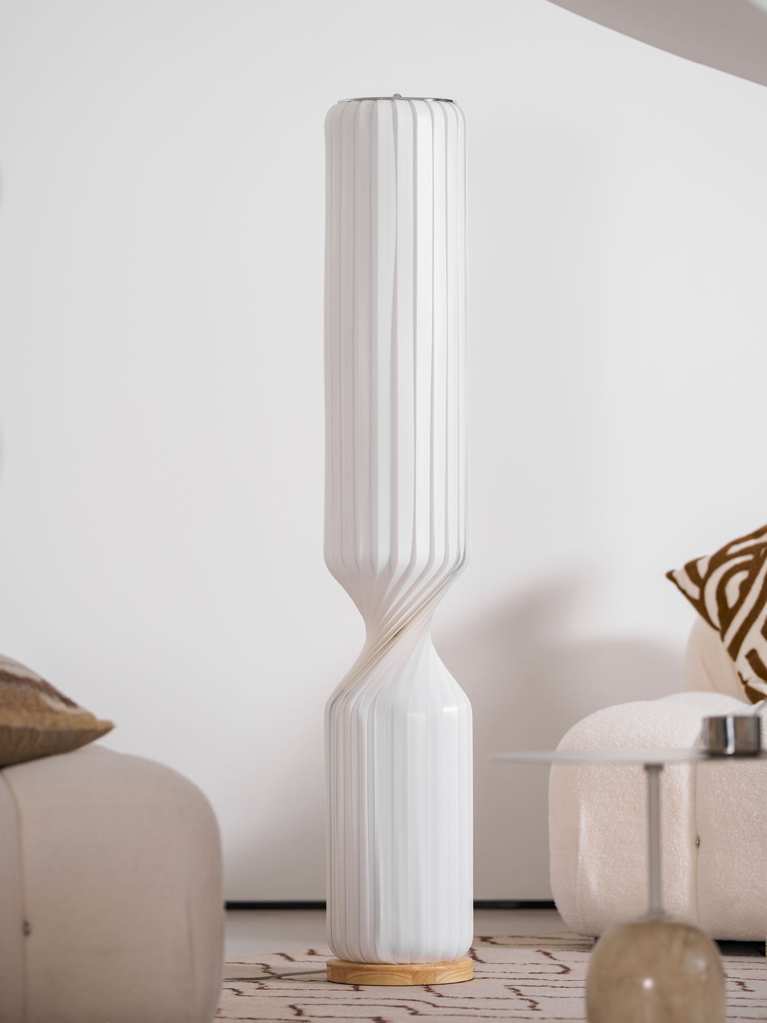 Spira Sculptural Twisted Paper Floor Lamp for Living Room and Bedroom