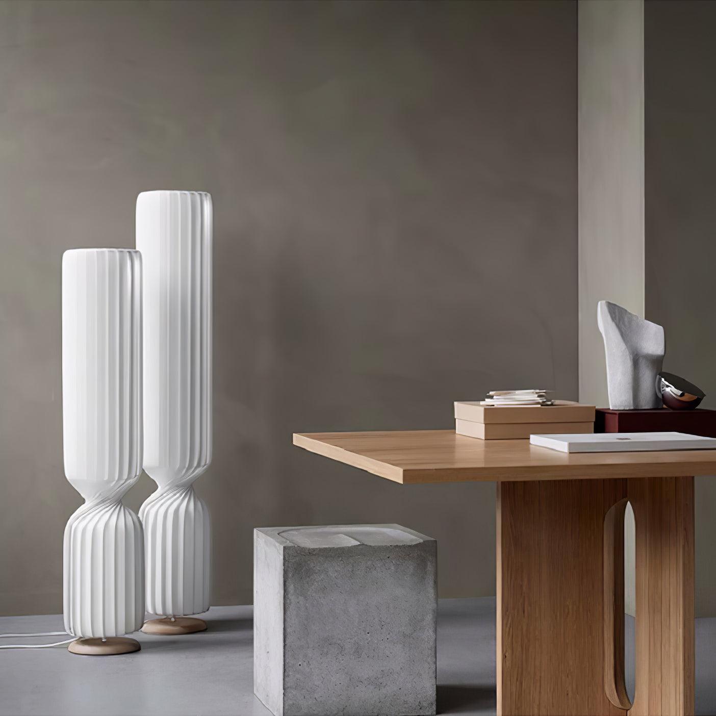 Spira Sculptural Twisted Paper Floor Lamp for Living Room and Bedroom