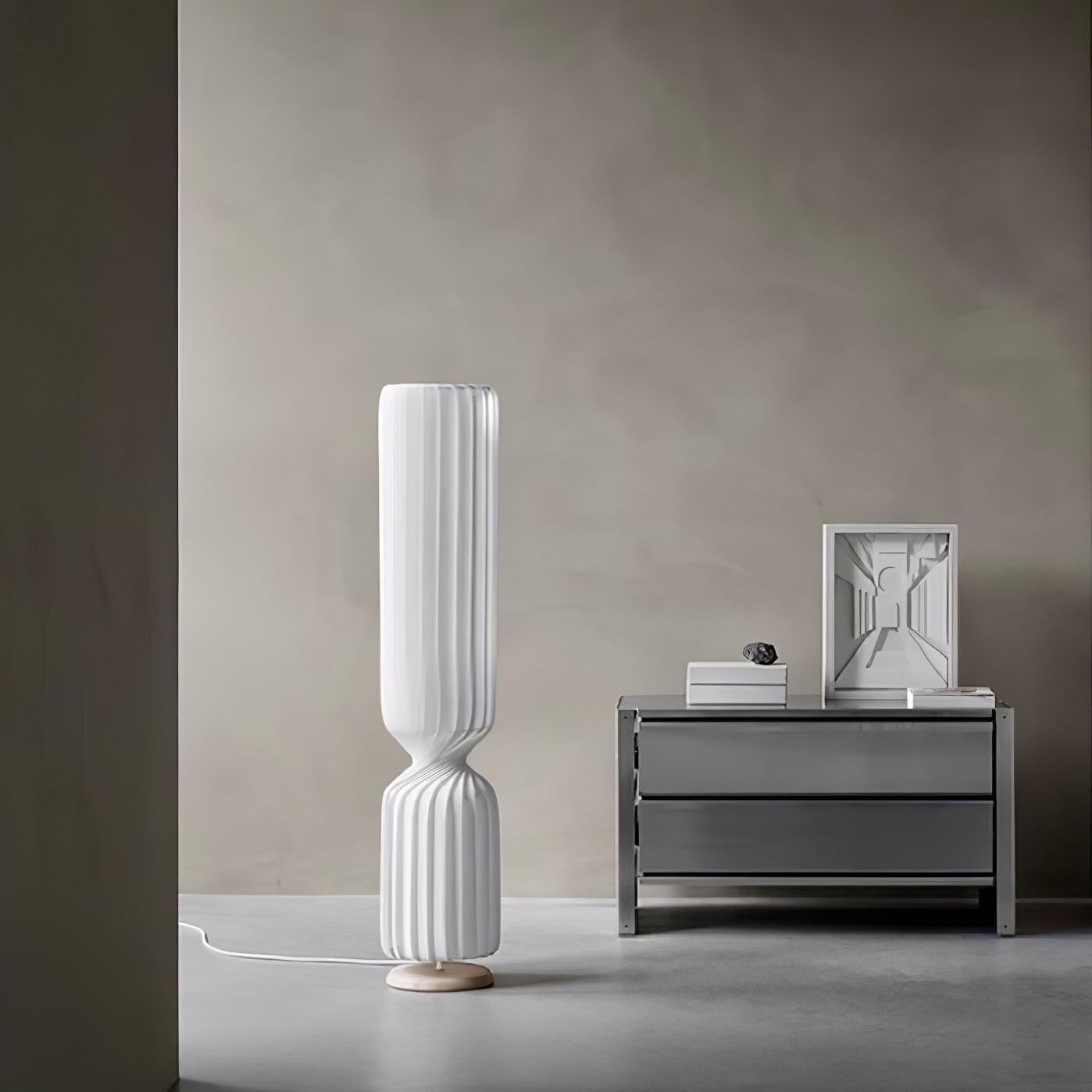 Spira Sculptural Twisted Paper Floor Lamp for Living Room and Bedroom