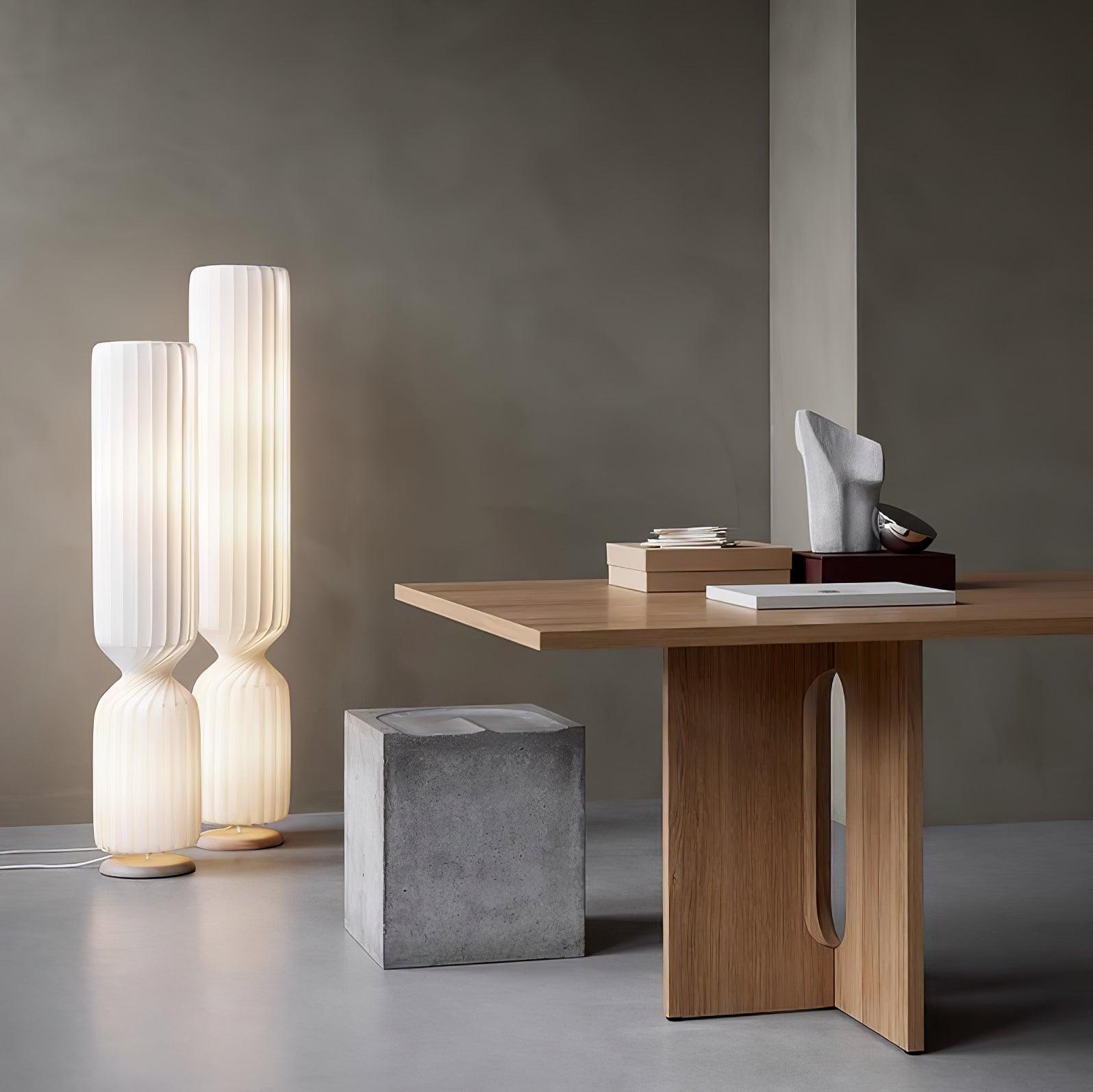 Spira Sculptural Twisted Paper Floor Lamp for Living Room and Bedroom