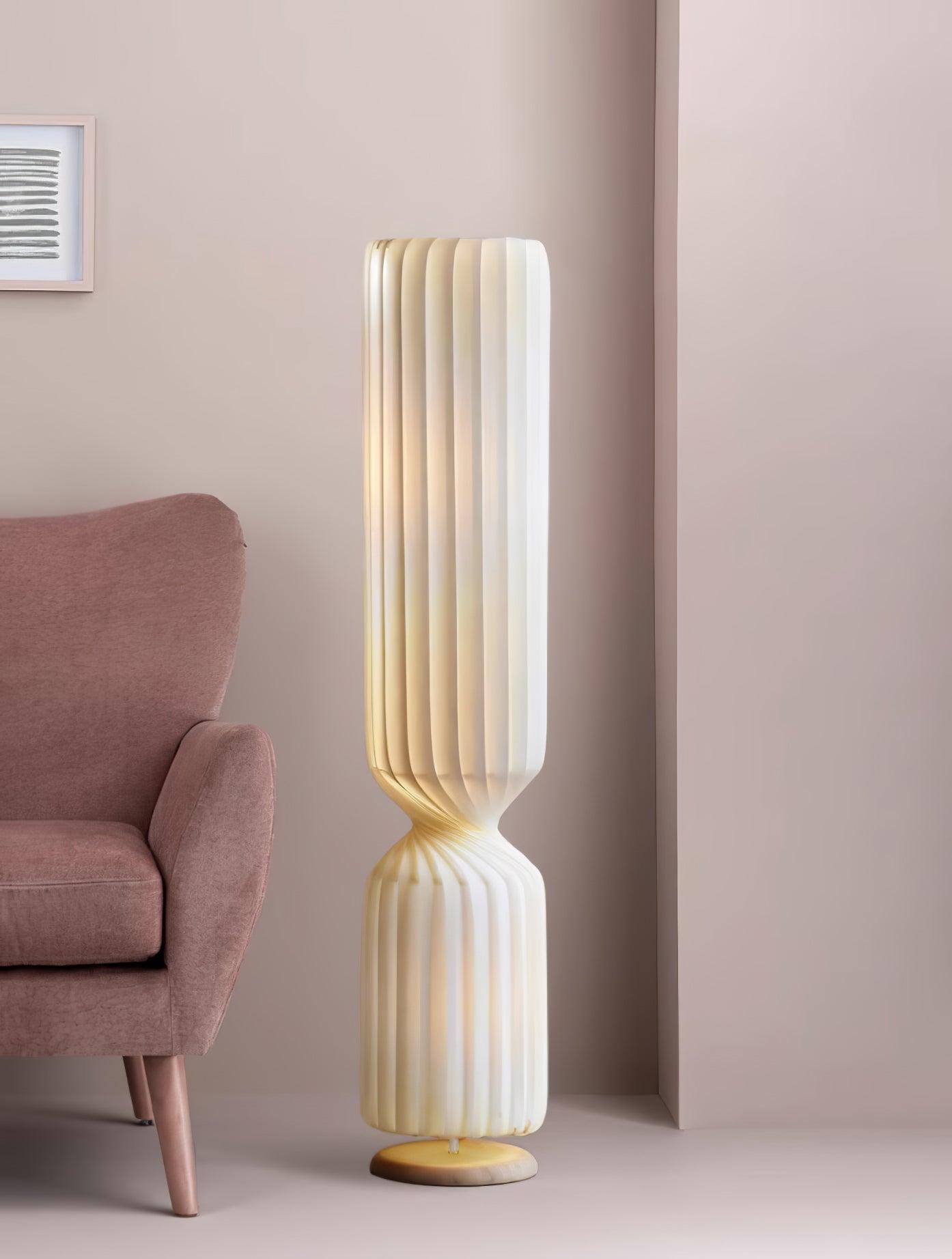 Spira Sculptural Twisted Paper Floor Lamp for Living Room and Bedroom