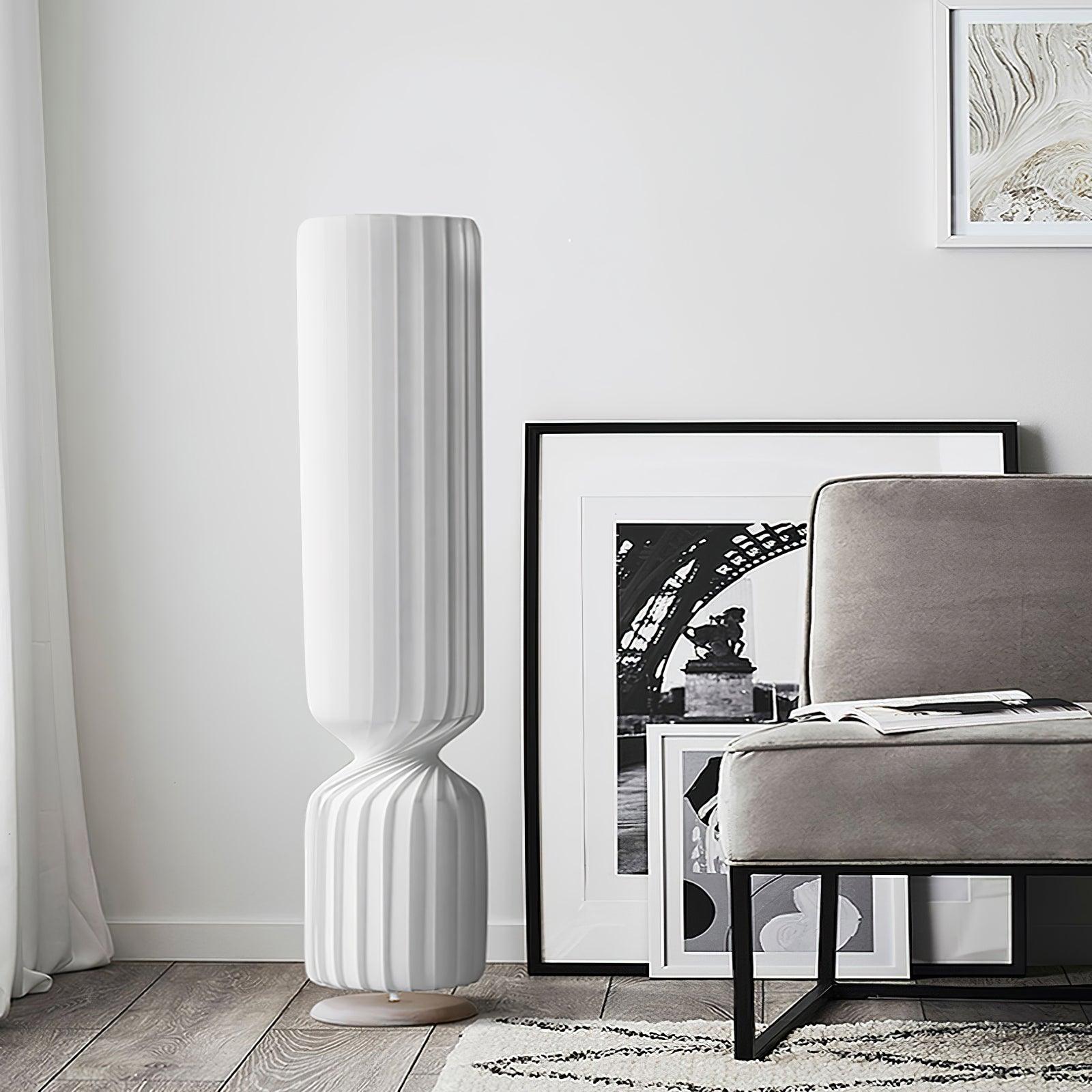 Spira Sculptural Twisted Paper Floor Lamp for Living Room and Bedroom