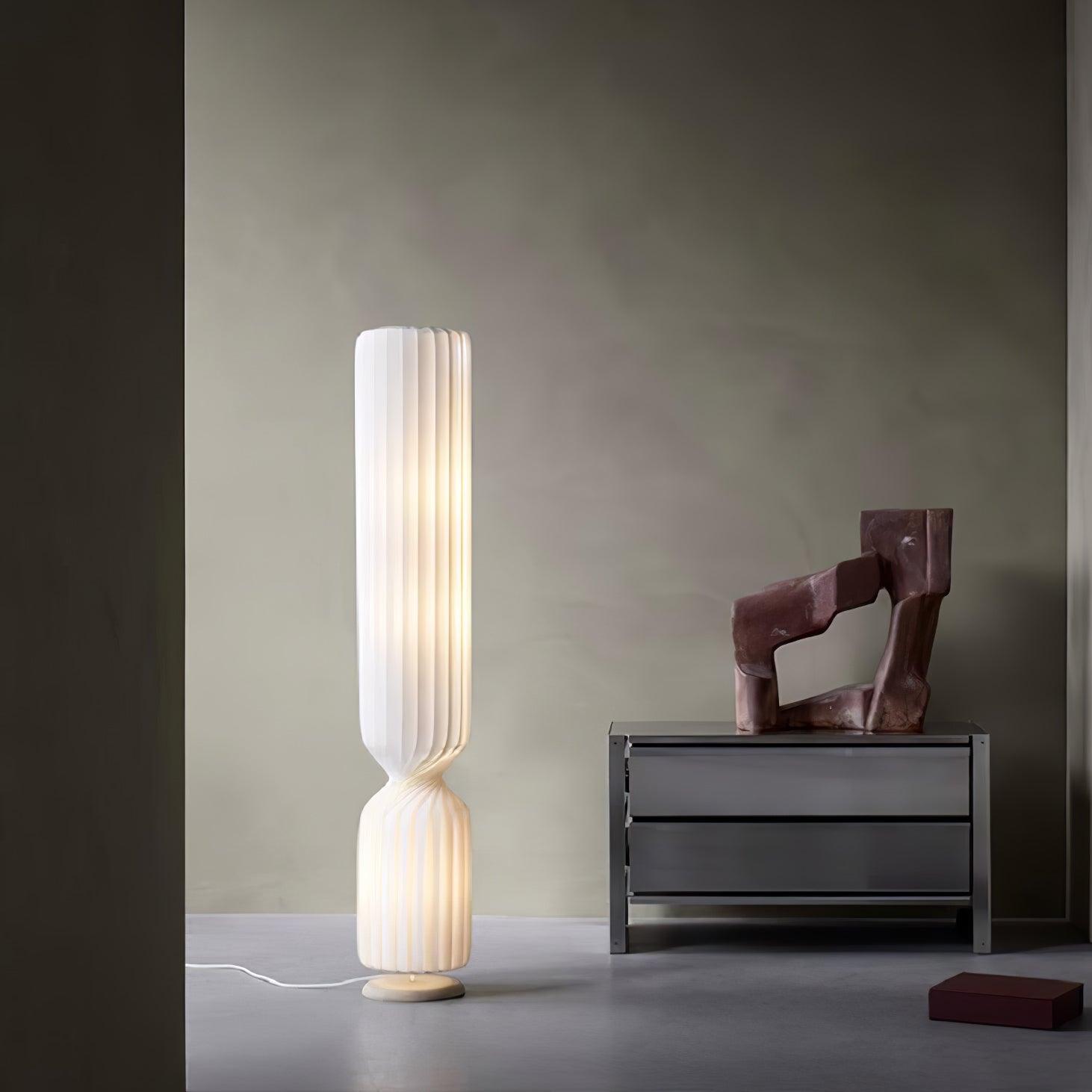 Spira Sculptural Twisted Paper Floor Lamp for Living Room and Bedroom