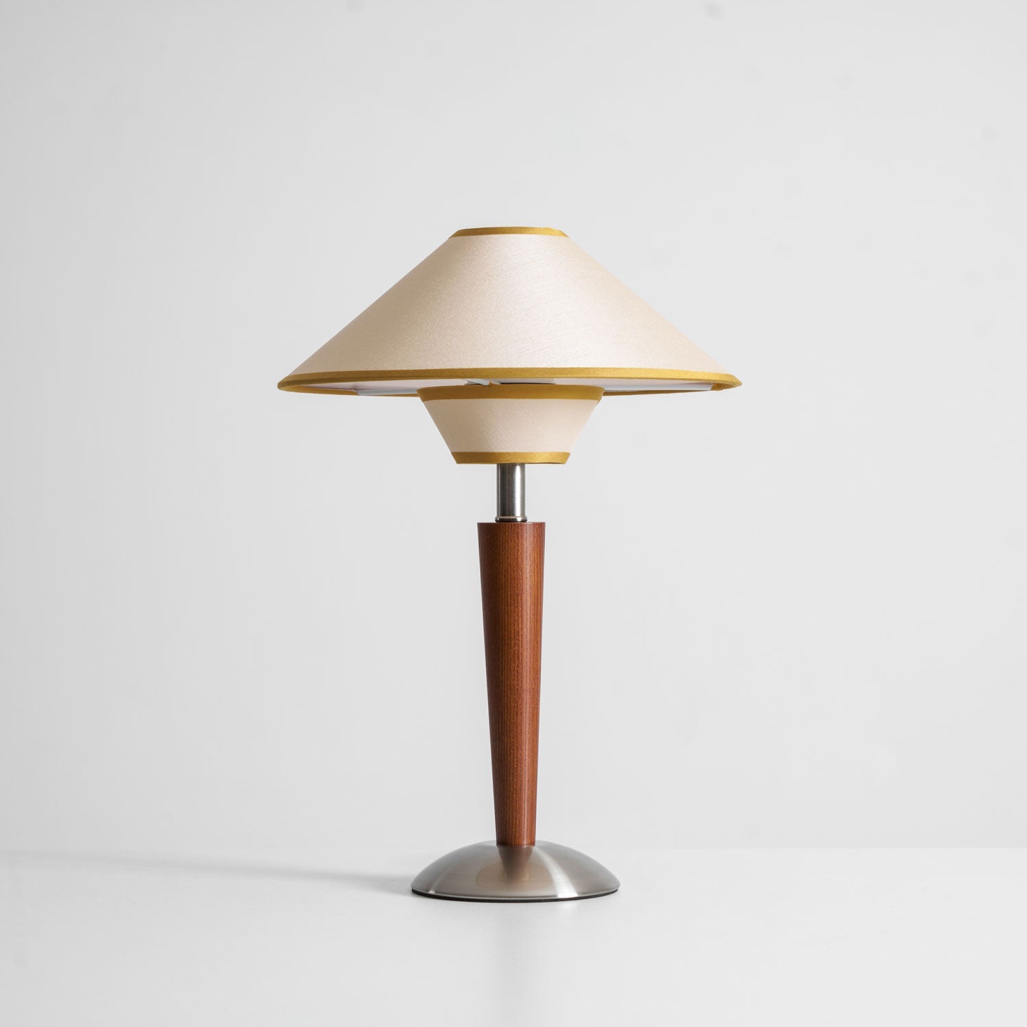 Alden Wood and Metal Fabric Shade Bedside Table Lamp for Living Rooms