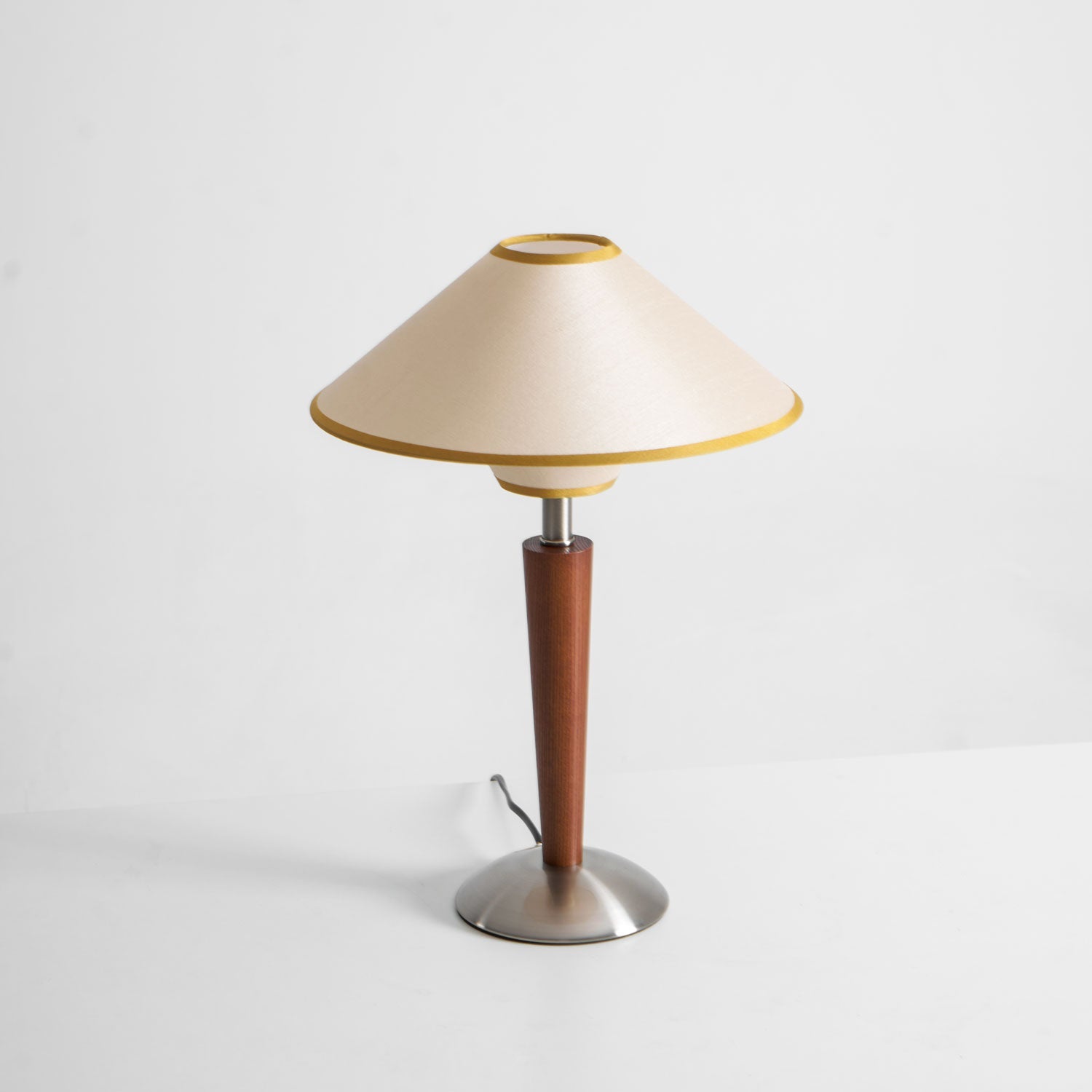 Alden Wood and Metal Fabric Shade Bedside Table Lamp for Living Rooms