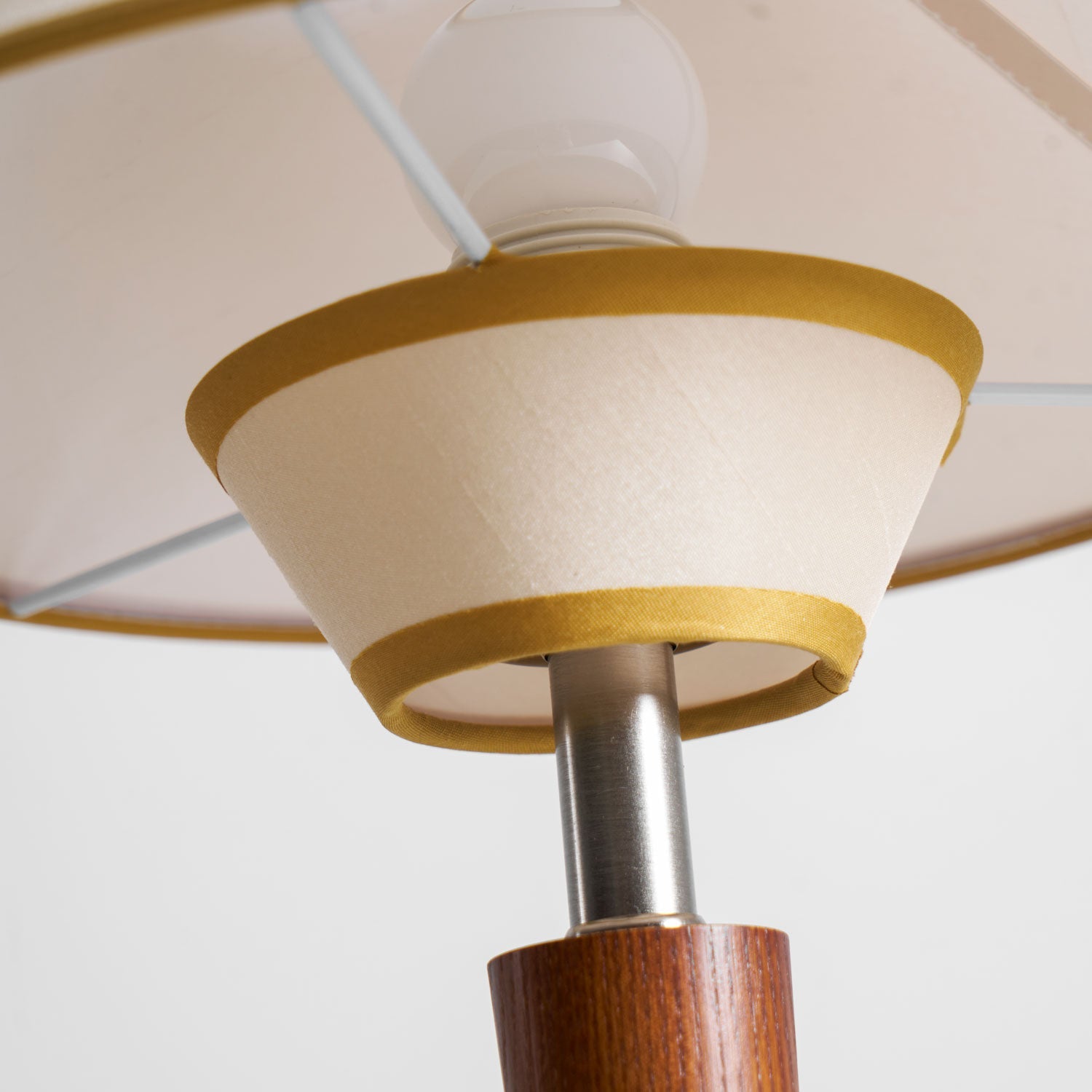 Alden Wood and Metal Fabric Shade Bedside Table Lamp for Living Rooms