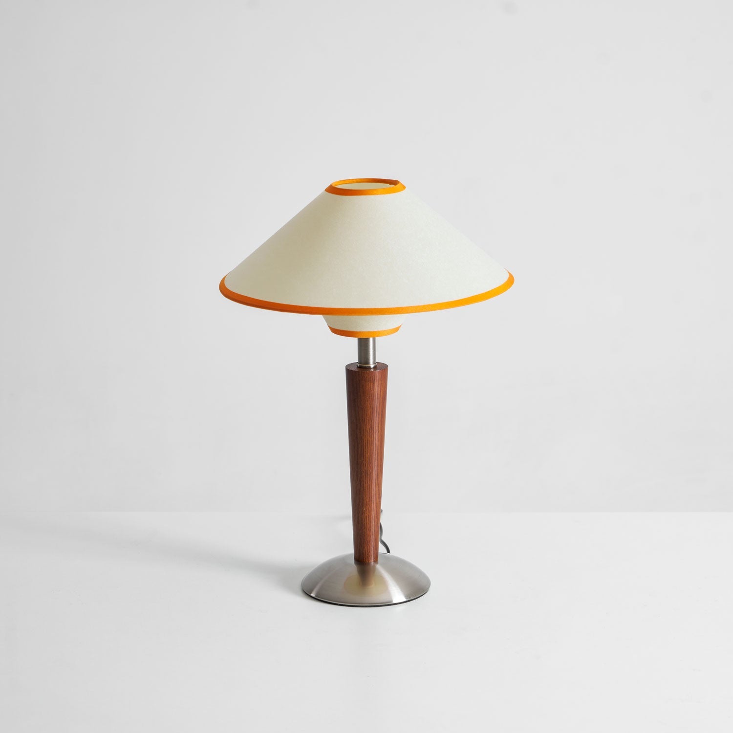 Alden Wood and Metal Fabric Shade Bedside Table Lamp for Living Rooms