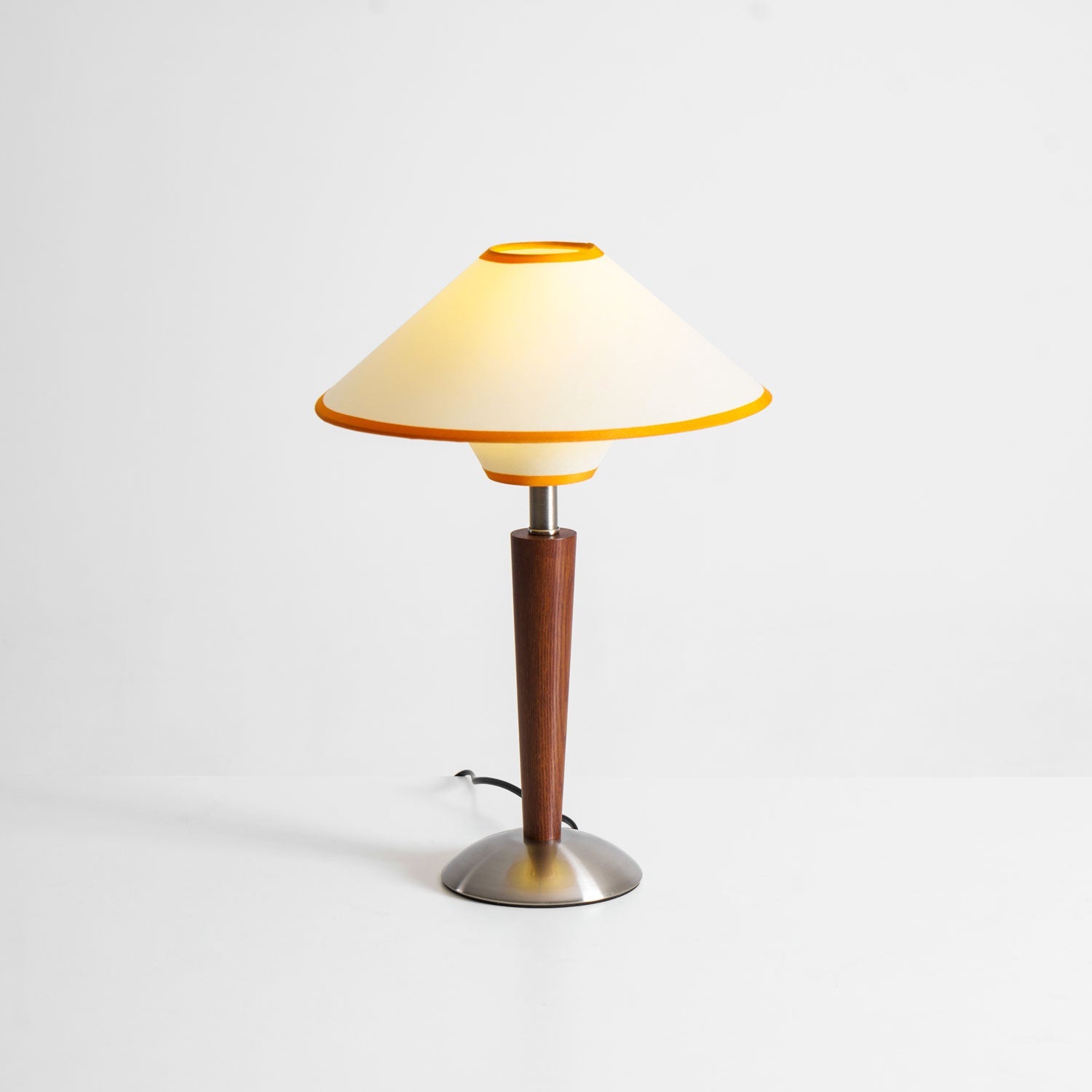 Alden Wood and Metal Fabric Shade Bedside Table Lamp for Living Rooms