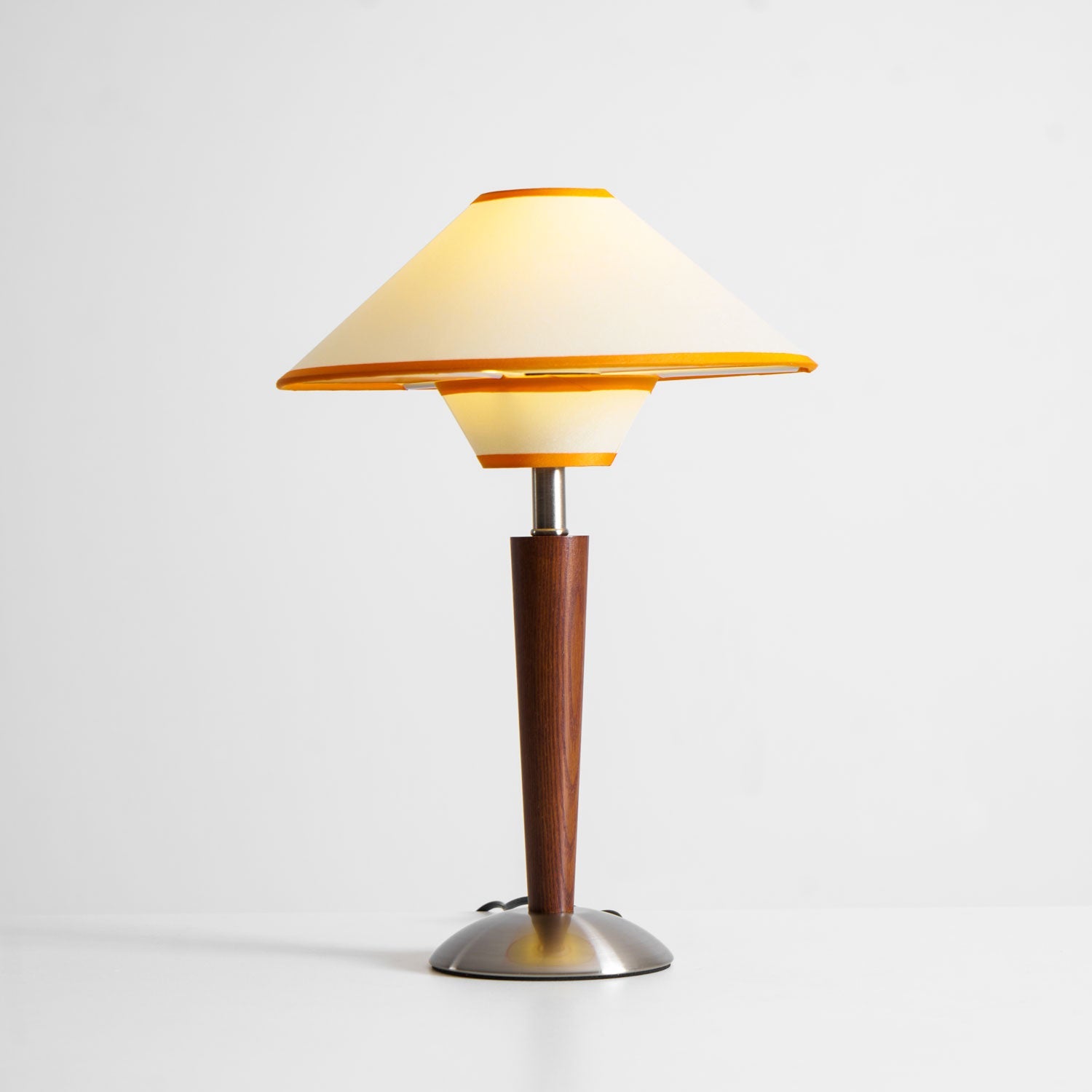 Alden Wood and Metal Fabric Shade Bedside Table Lamp for Living Rooms