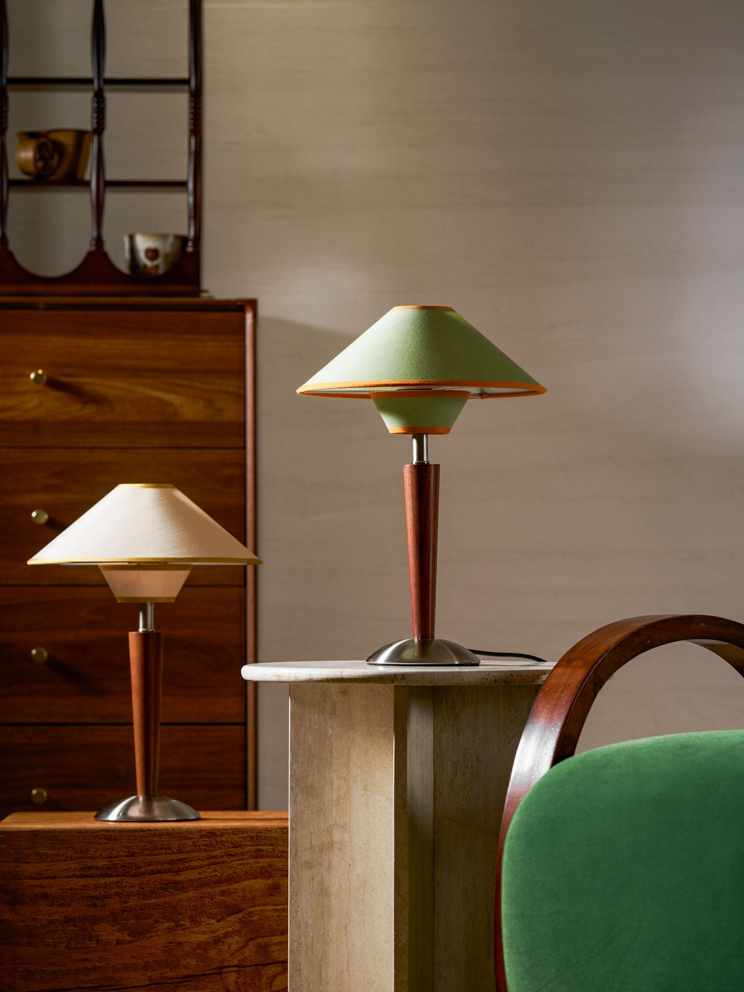 Alden Wood and Metal Fabric Shade Bedside Table Lamp for Living Rooms