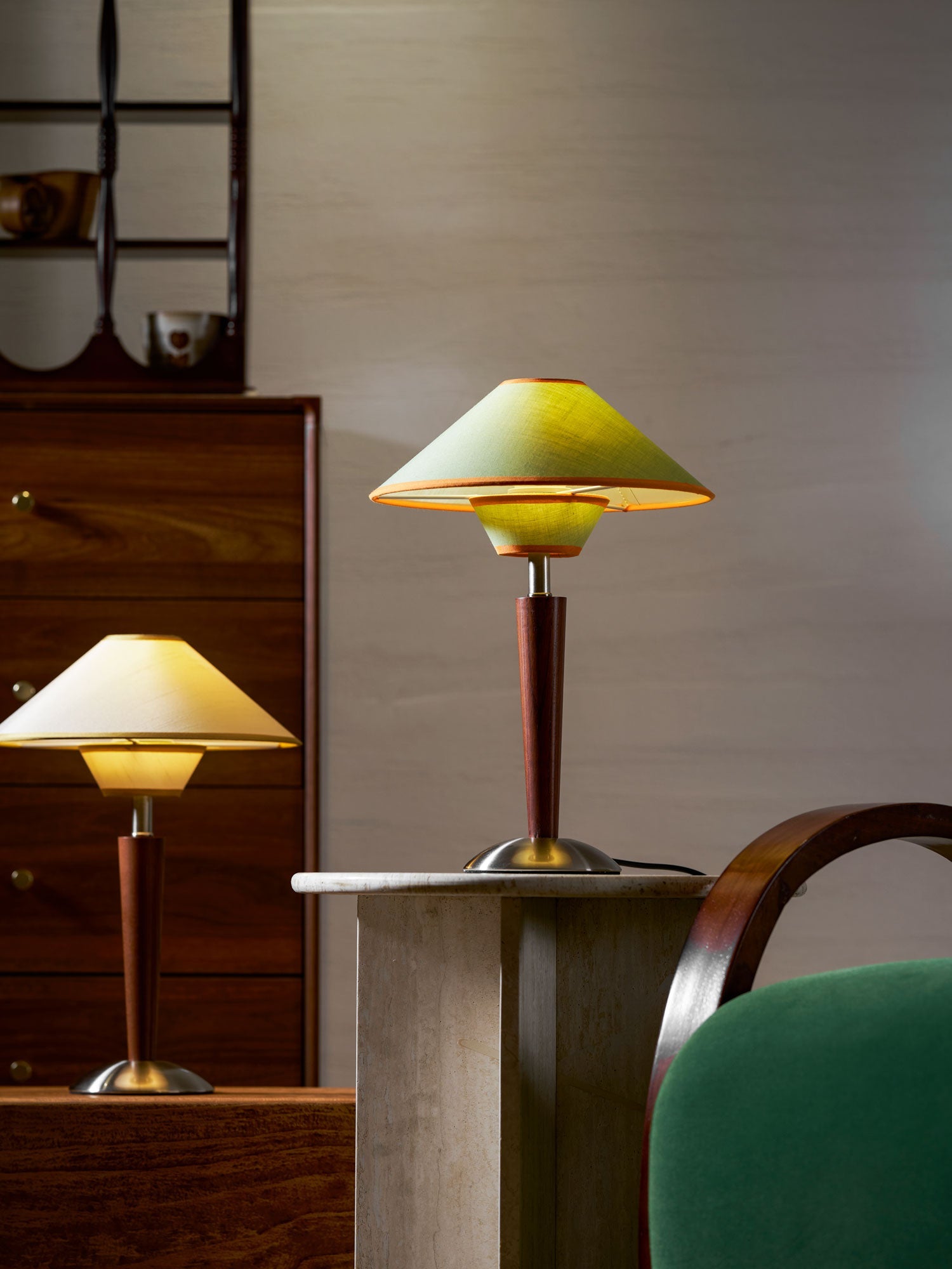 Alden Wood and Metal Fabric Shade Bedside Table Lamp for Living Rooms