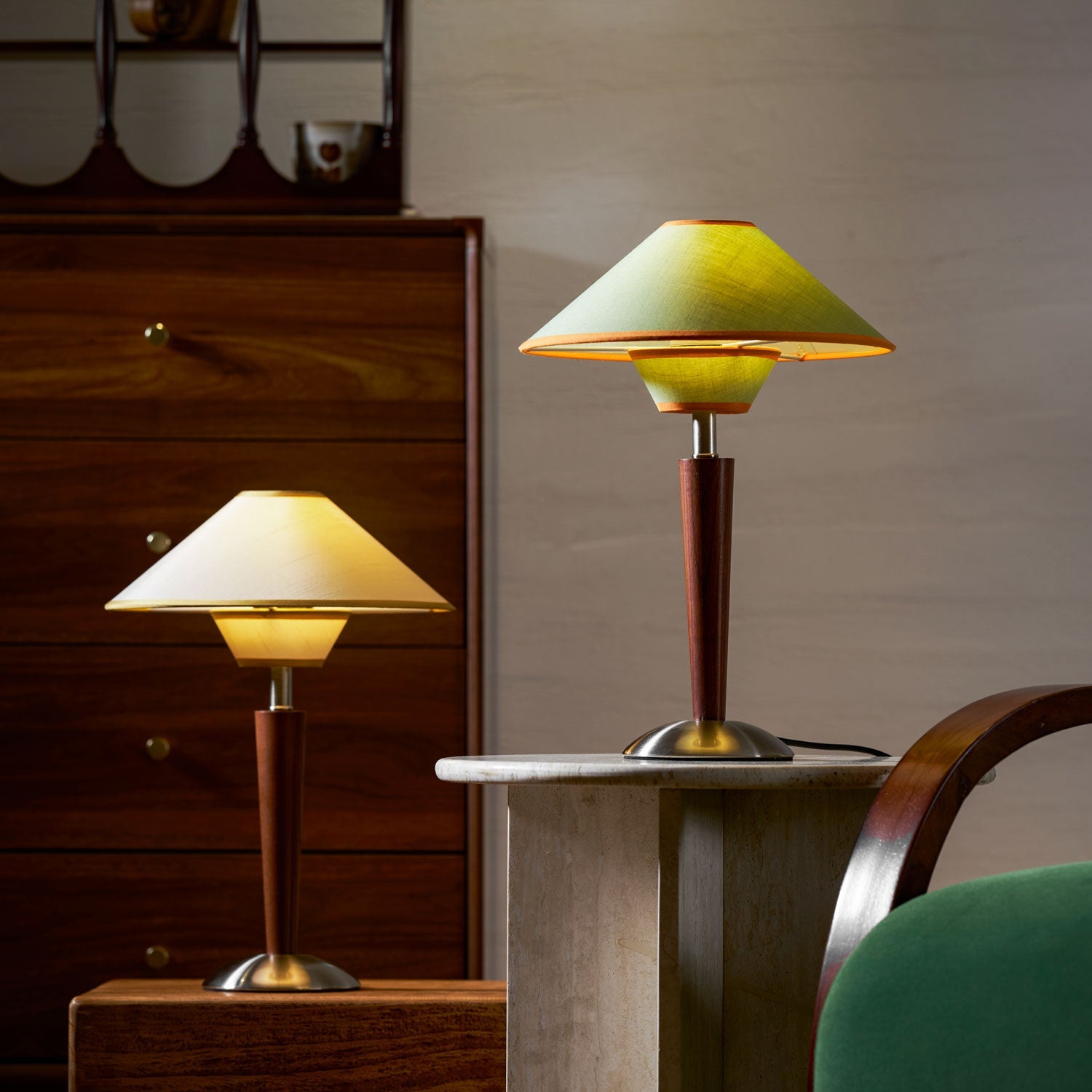 Alden Wood and Metal Fabric Shade Bedside Table Lamp for Living Rooms