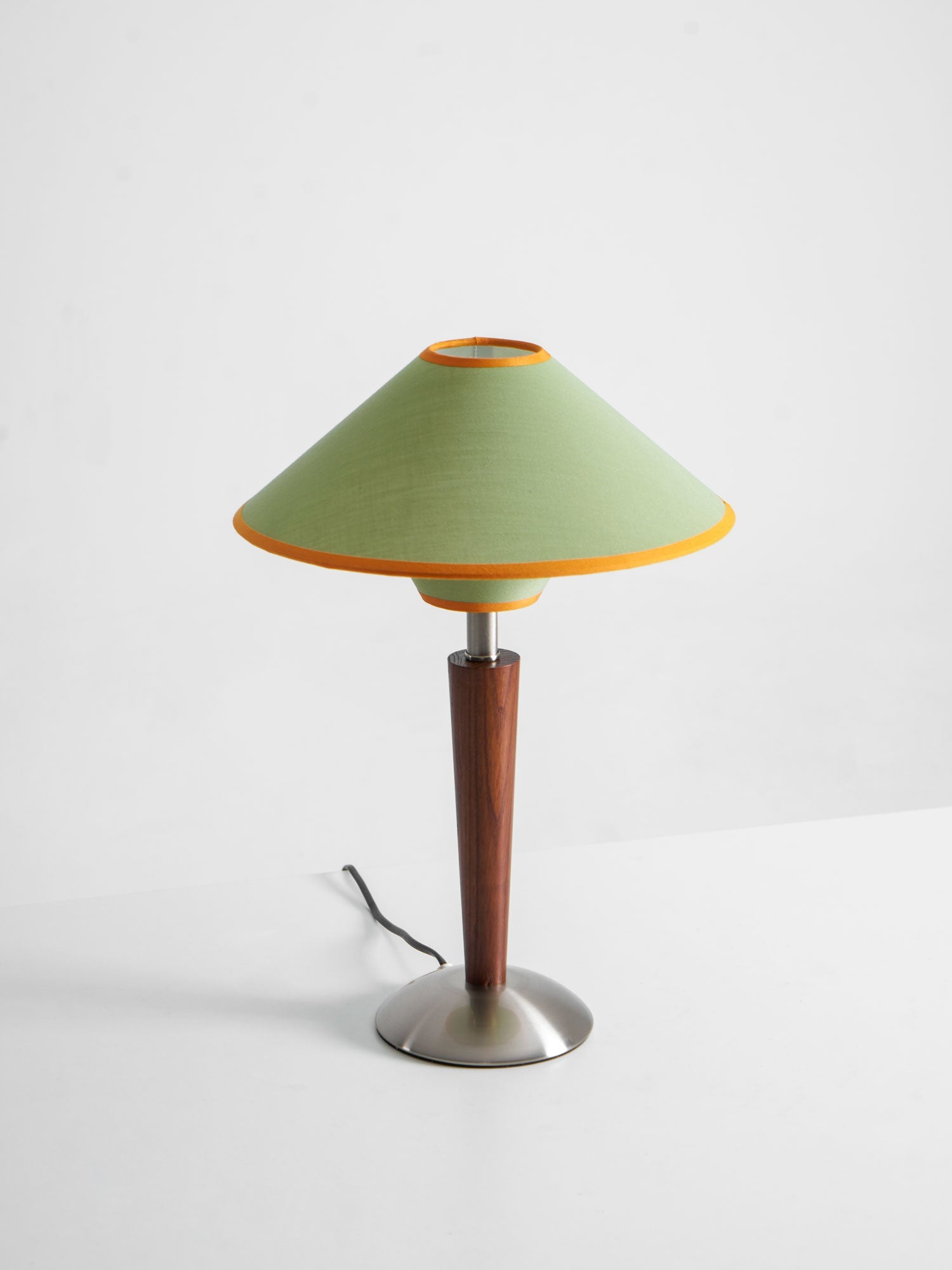 Alden Wood and Metal Fabric Shade Bedside Table Lamp for Living Rooms