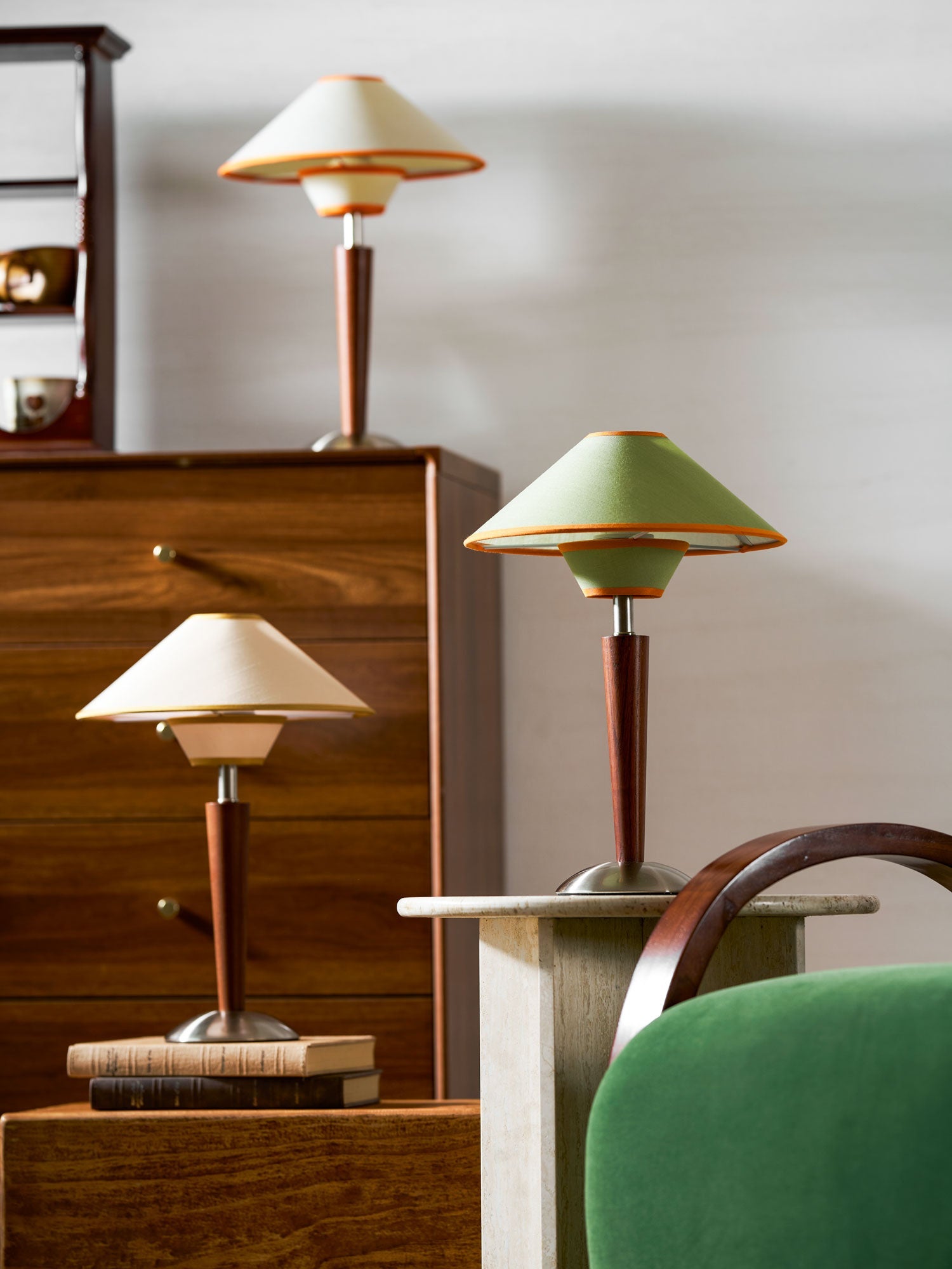 Alden Wood and Metal Fabric Shade Bedside Table Lamp for Living Rooms