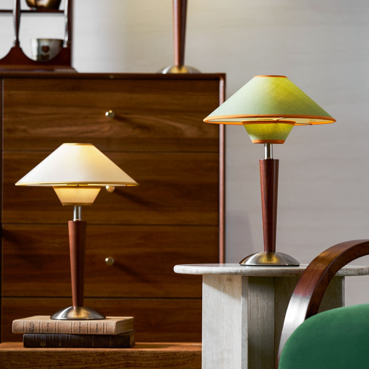 Alden Wood and Metal Fabric Shade Bedside Table Lamp for Living Rooms