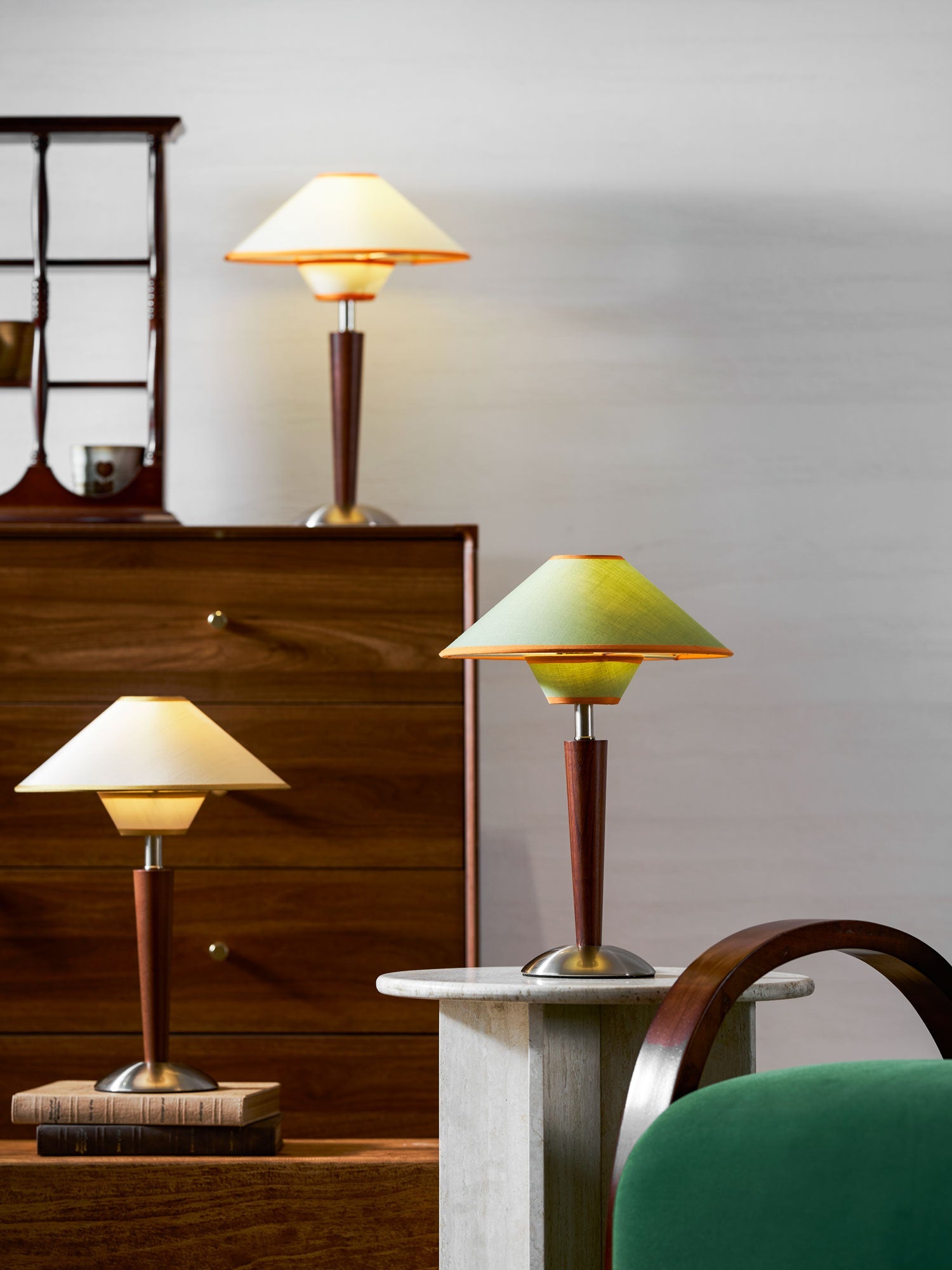 Alden Wood and Metal Fabric Shade Bedside Table Lamp for Living Rooms