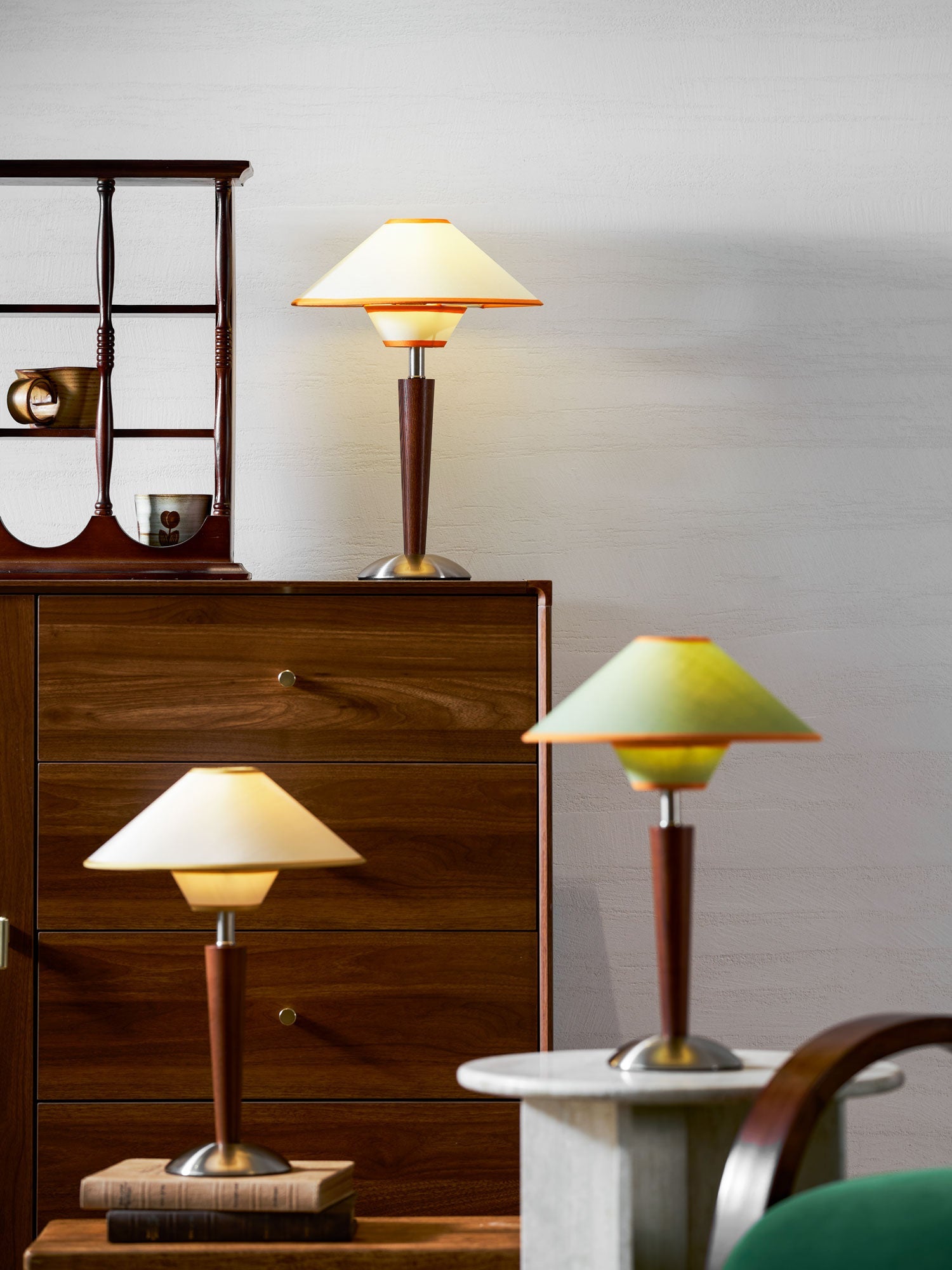 Alden Wood and Metal Fabric Shade Bedside Table Lamp for Living Rooms