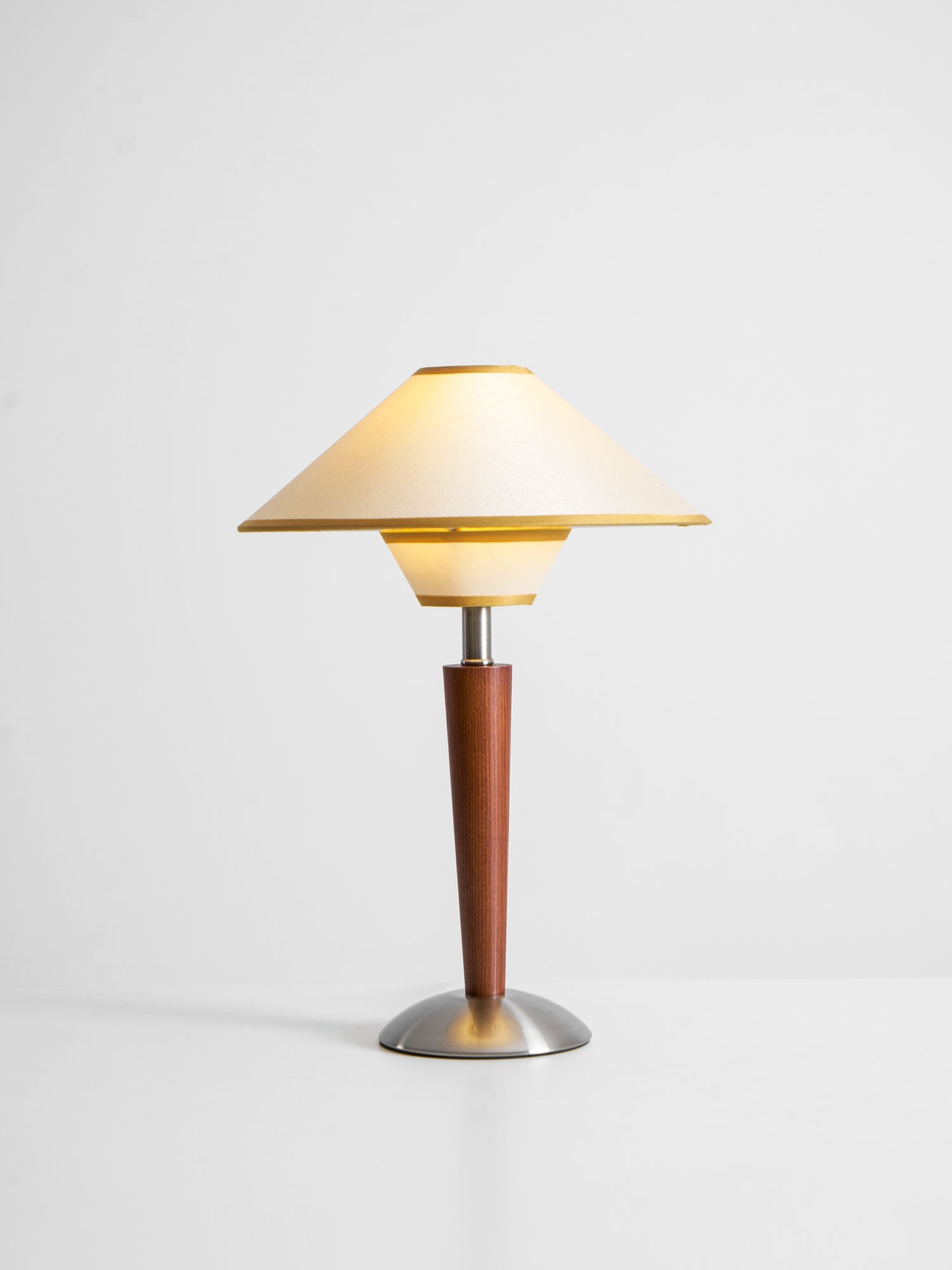 Alden Wood and Metal Fabric Shade Bedside Table Lamp for Living Rooms