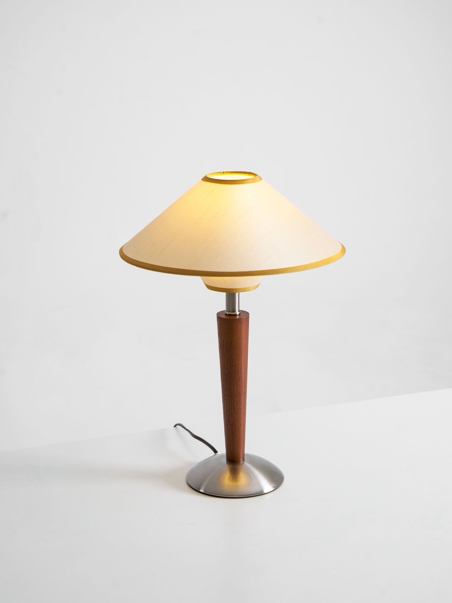 Alden Wood and Metal Fabric Shade Bedside Table Lamp for Living Rooms