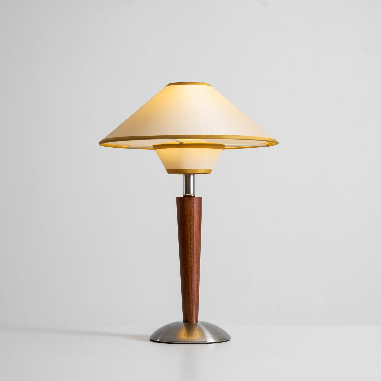 Alden Wood and Metal Fabric Shade Bedside Table Lamp for Living Rooms