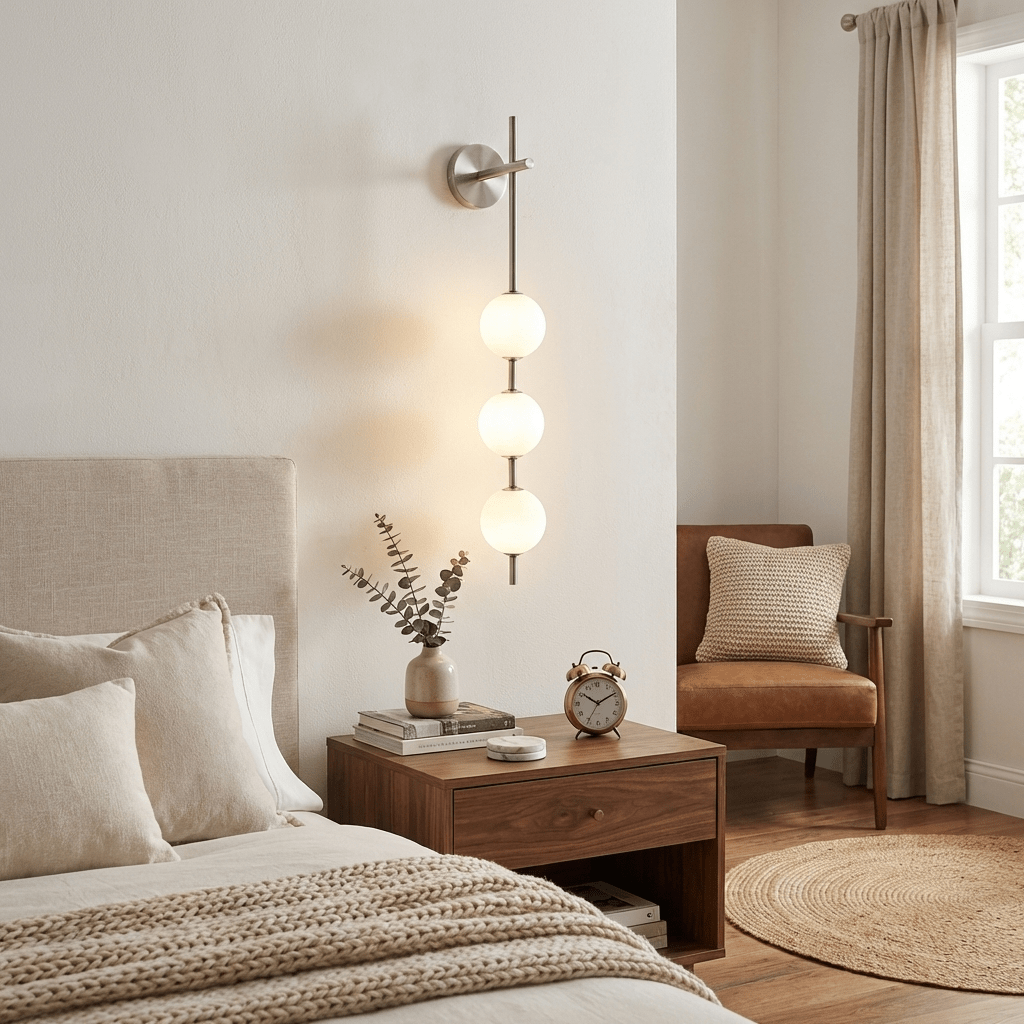 Perla Vertical Glass Globe Wall Sconce for Bathroom & Hallway