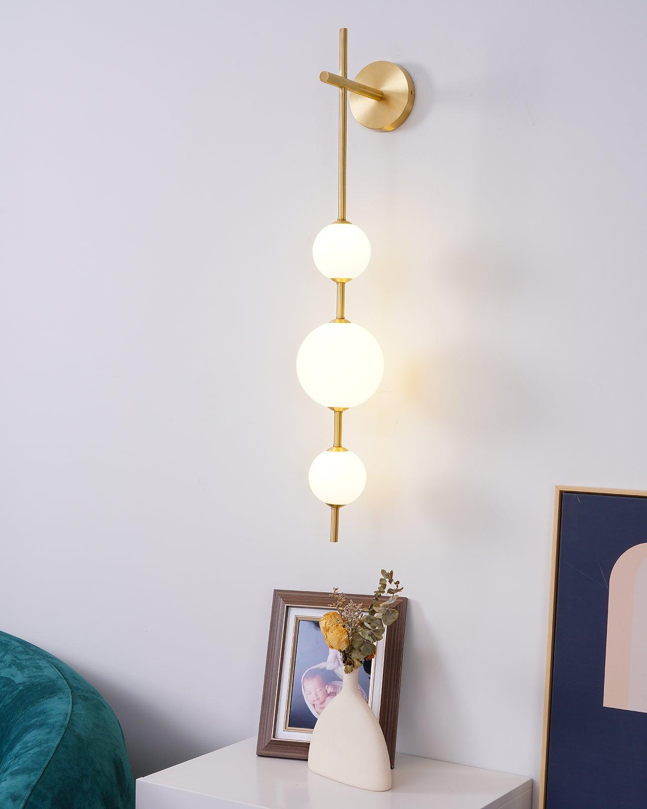 Perla Vertical Glass Globe Wall Sconce for Bathroom & Hallway