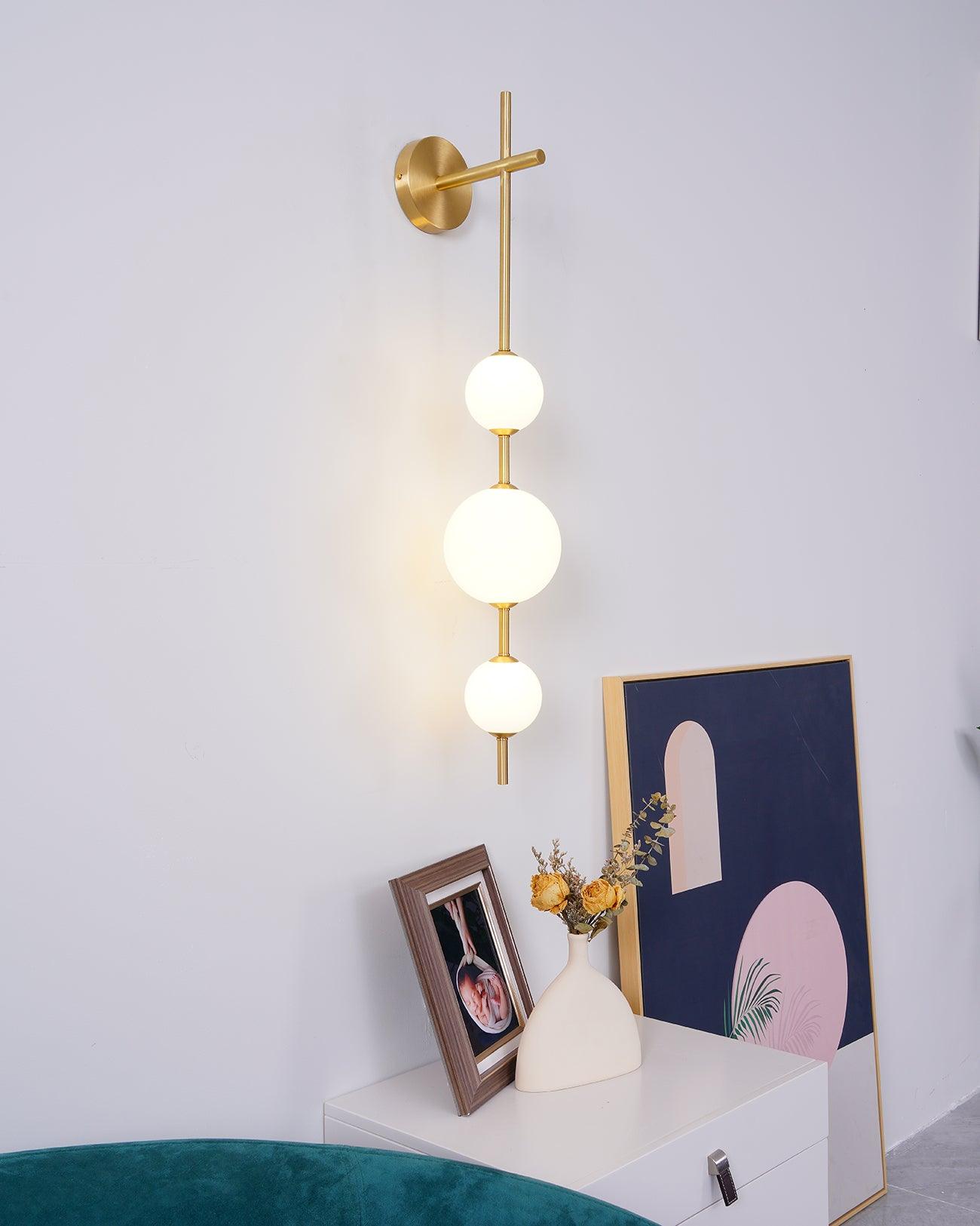Perla Vertical Glass Globe Wall Sconce for Bathroom & Hallway