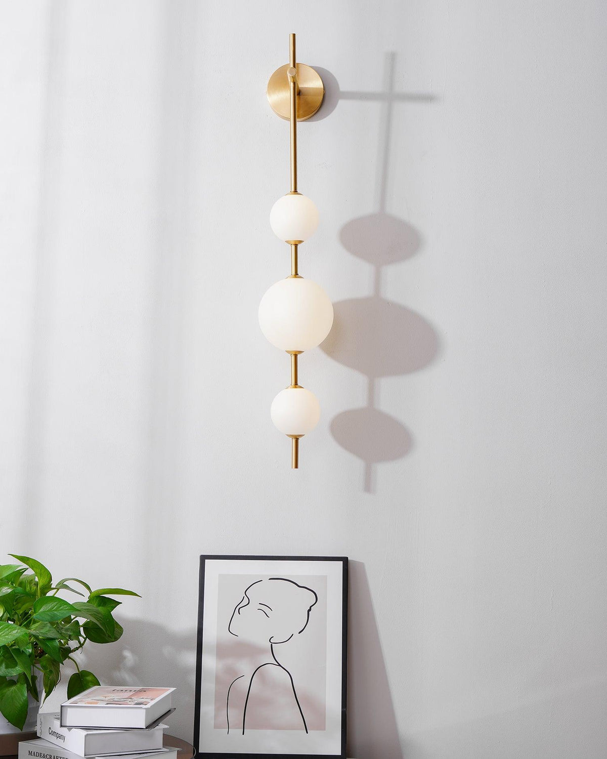 Perla Vertical Glass Globe Wall Sconce for Bathroom & Hallway