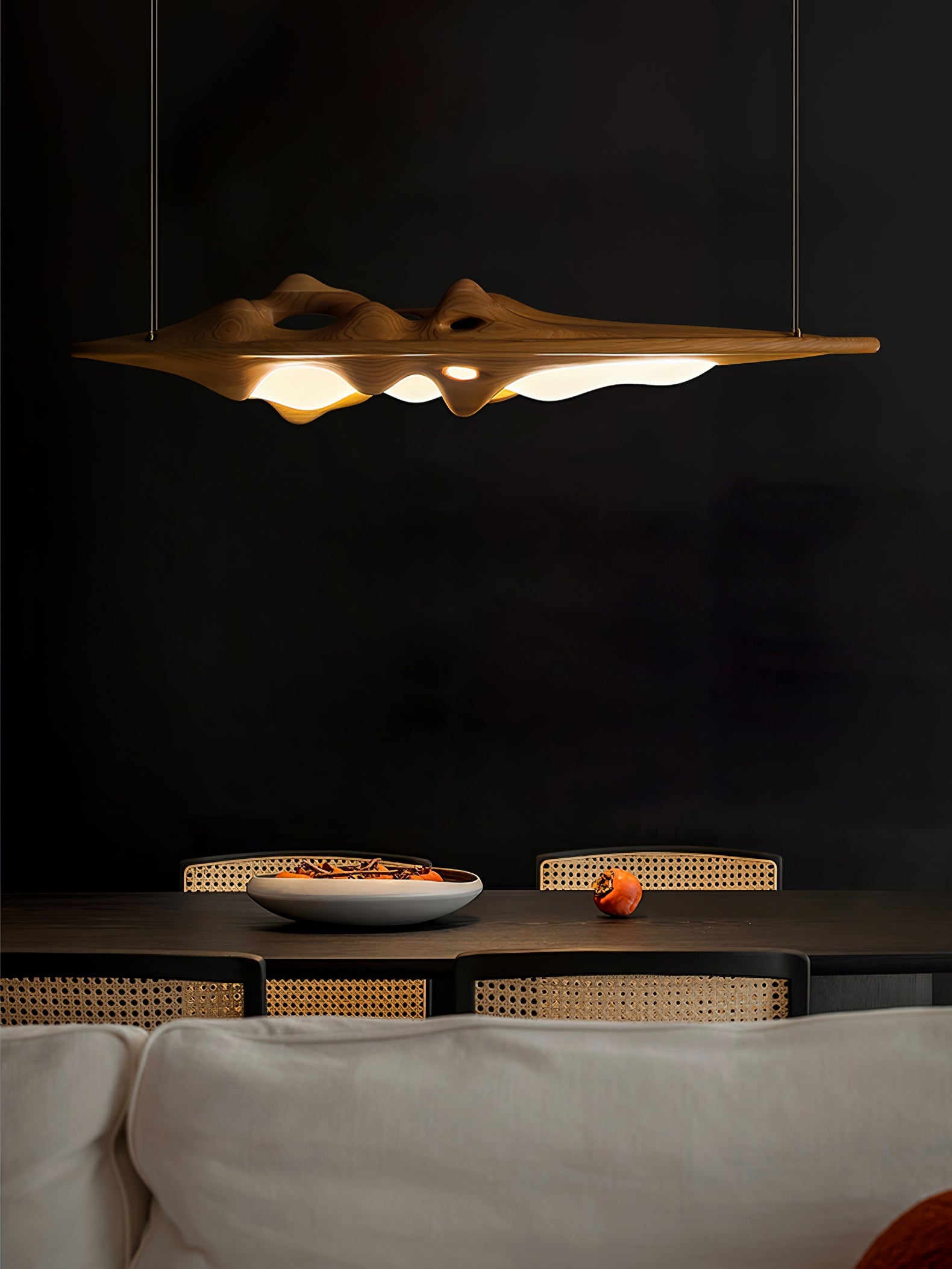 Aster Sculptural Wood LED Pendant Light for Dining Room & Kitchen