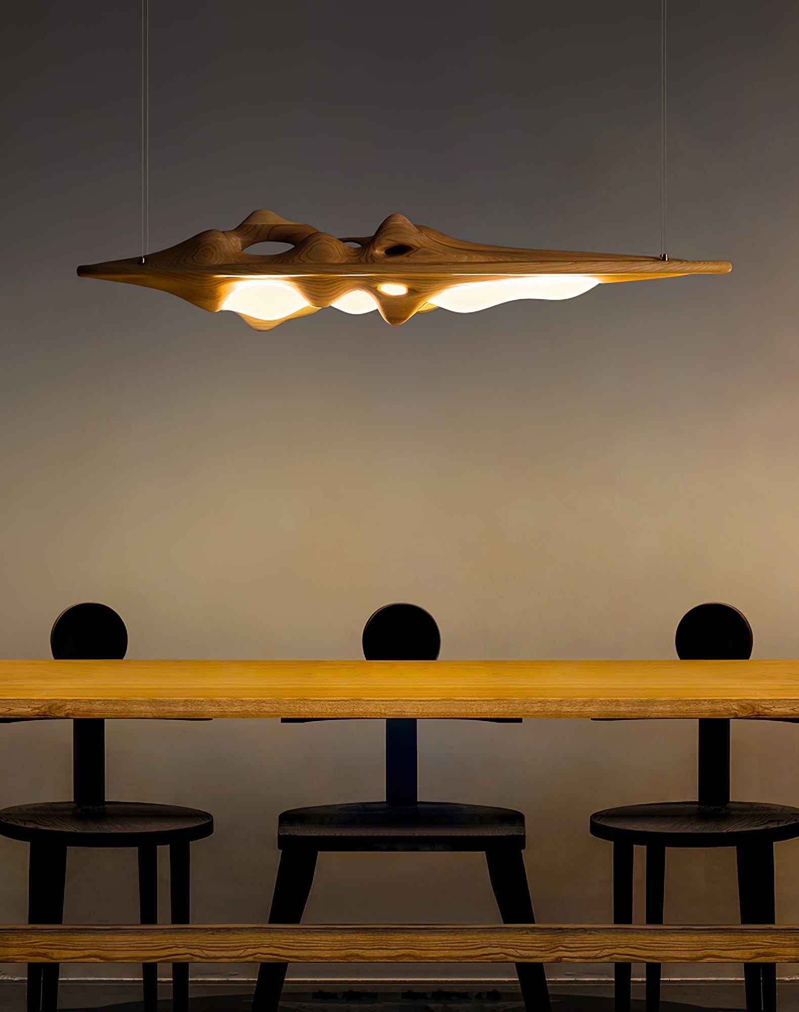 Aster Sculptural Wood LED Pendant Light for Dining Room & Kitchen