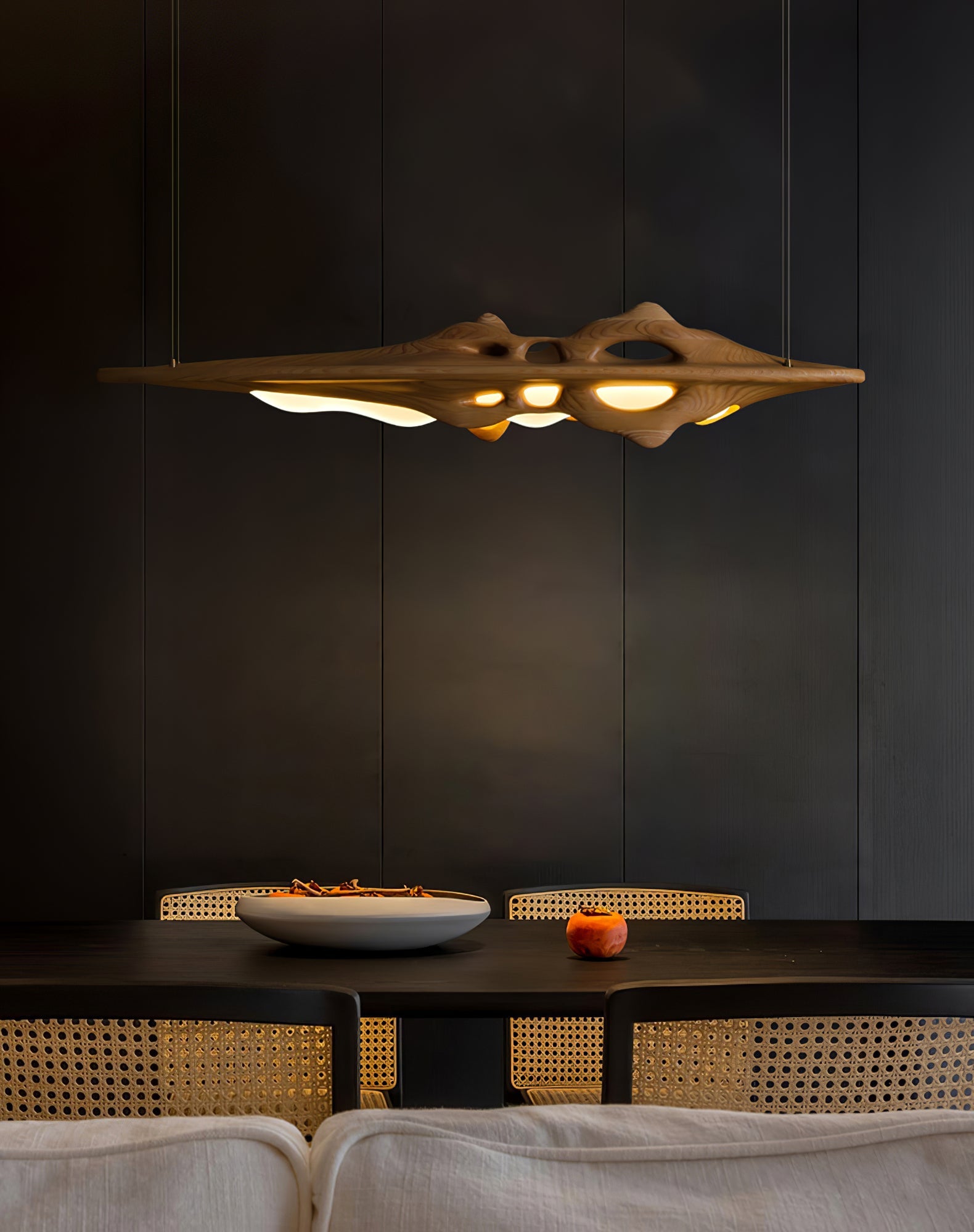 Aster Sculptural Wood LED Pendant Light for Dining Room & Kitchen