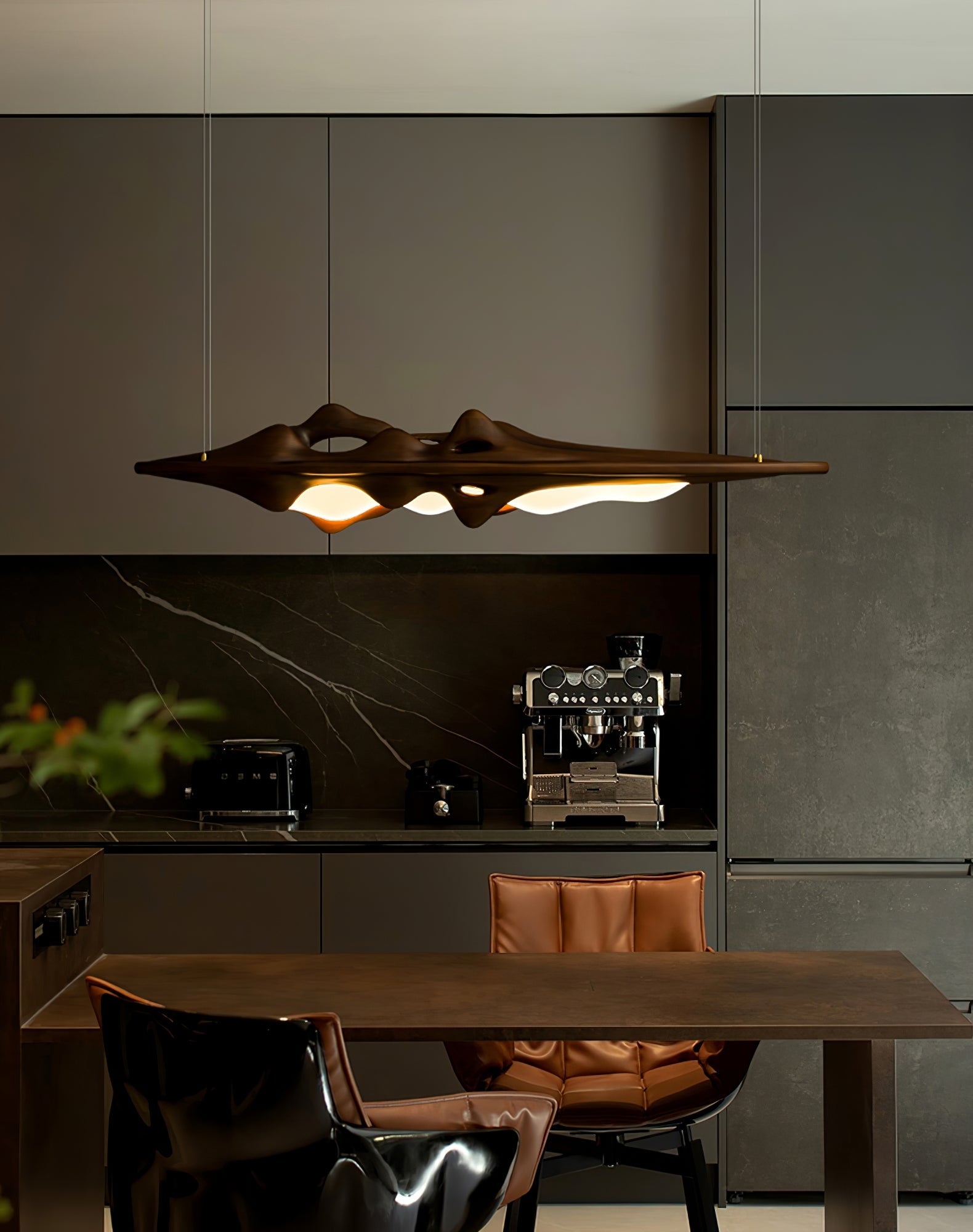Aster Sculptural Wood LED Pendant Light for Dining Room & Kitchen
