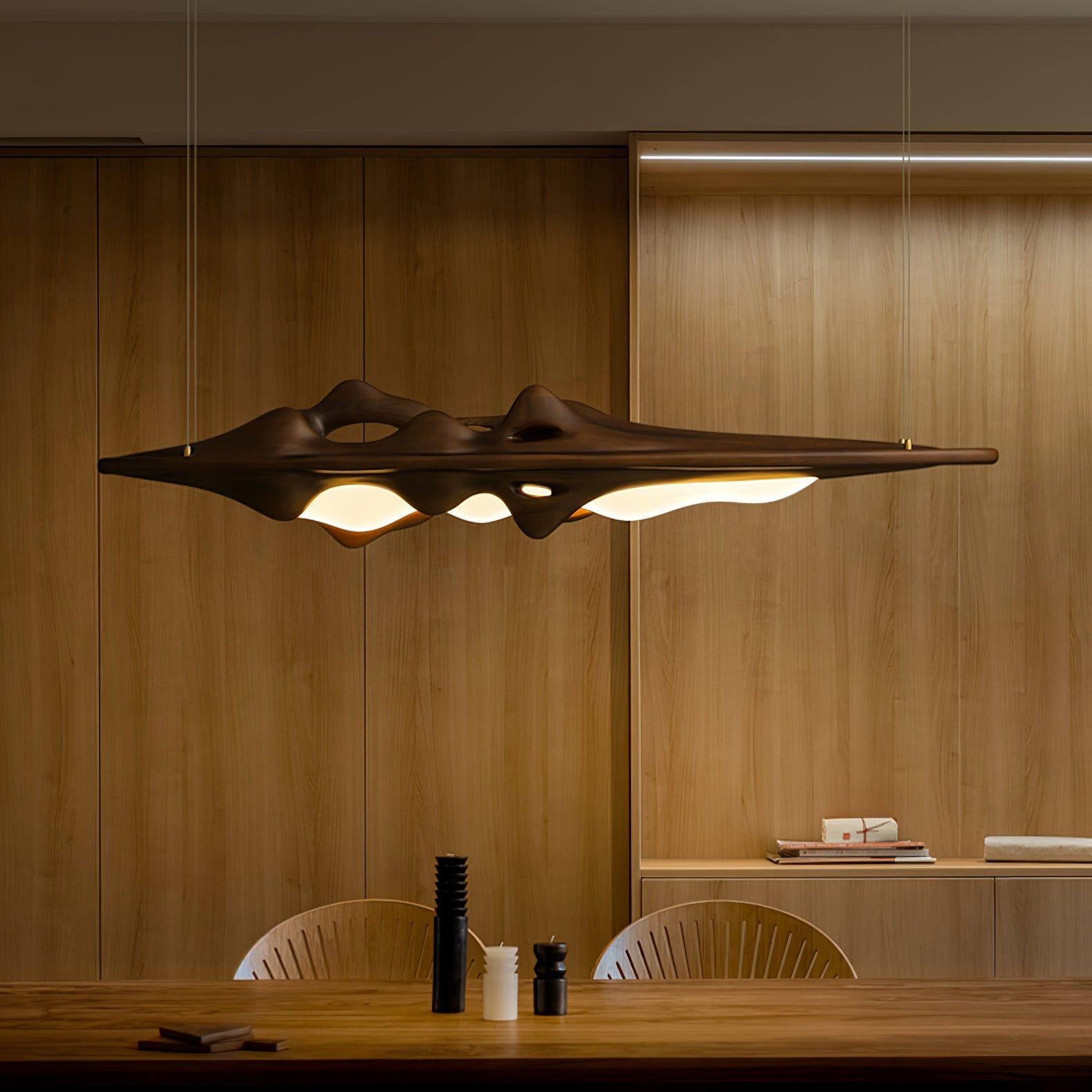 Aster Sculptural Wood LED Pendant Light for Dining Room & Kitchen