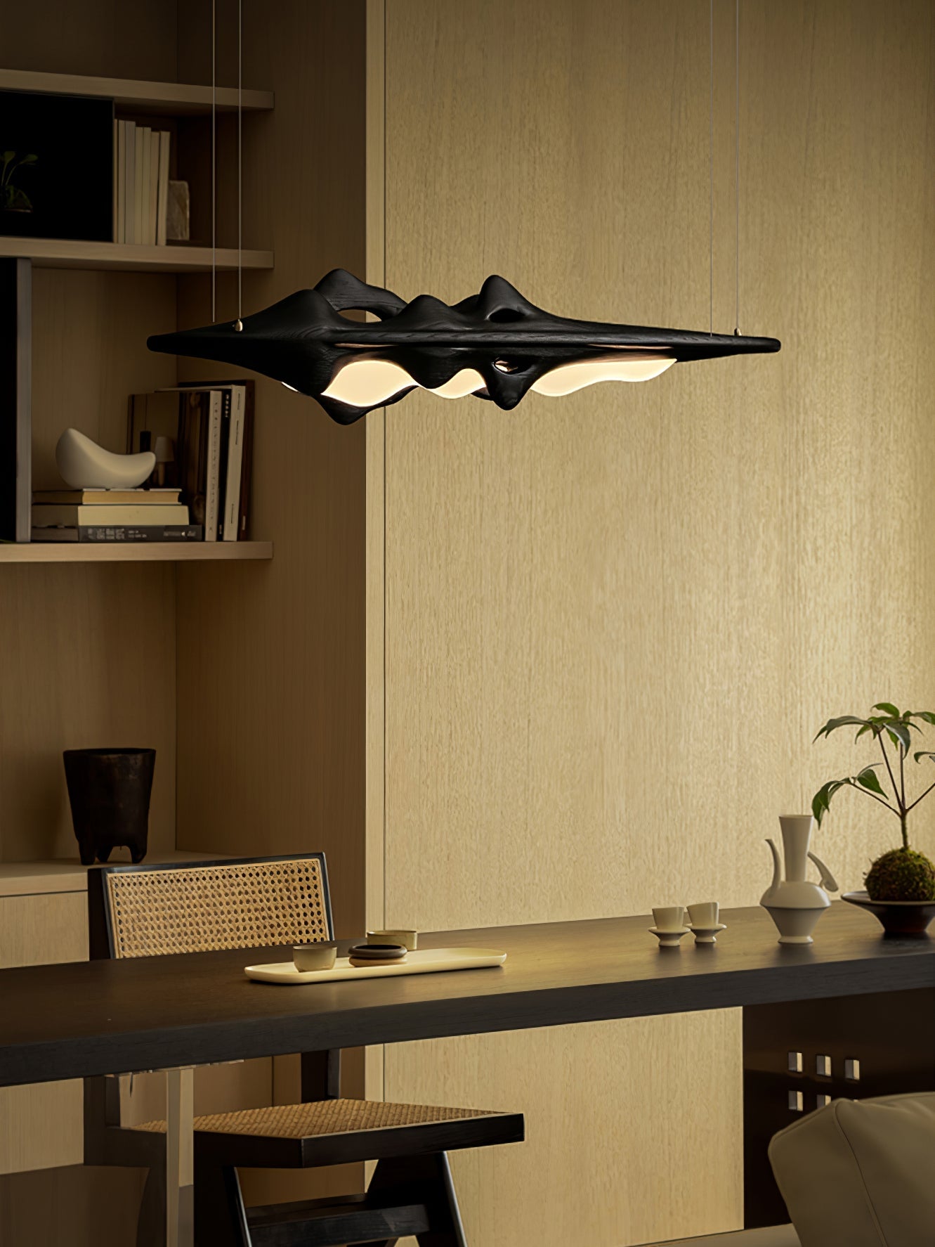 Aster Sculptural Wood LED Pendant Light for Dining Room & Kitchen