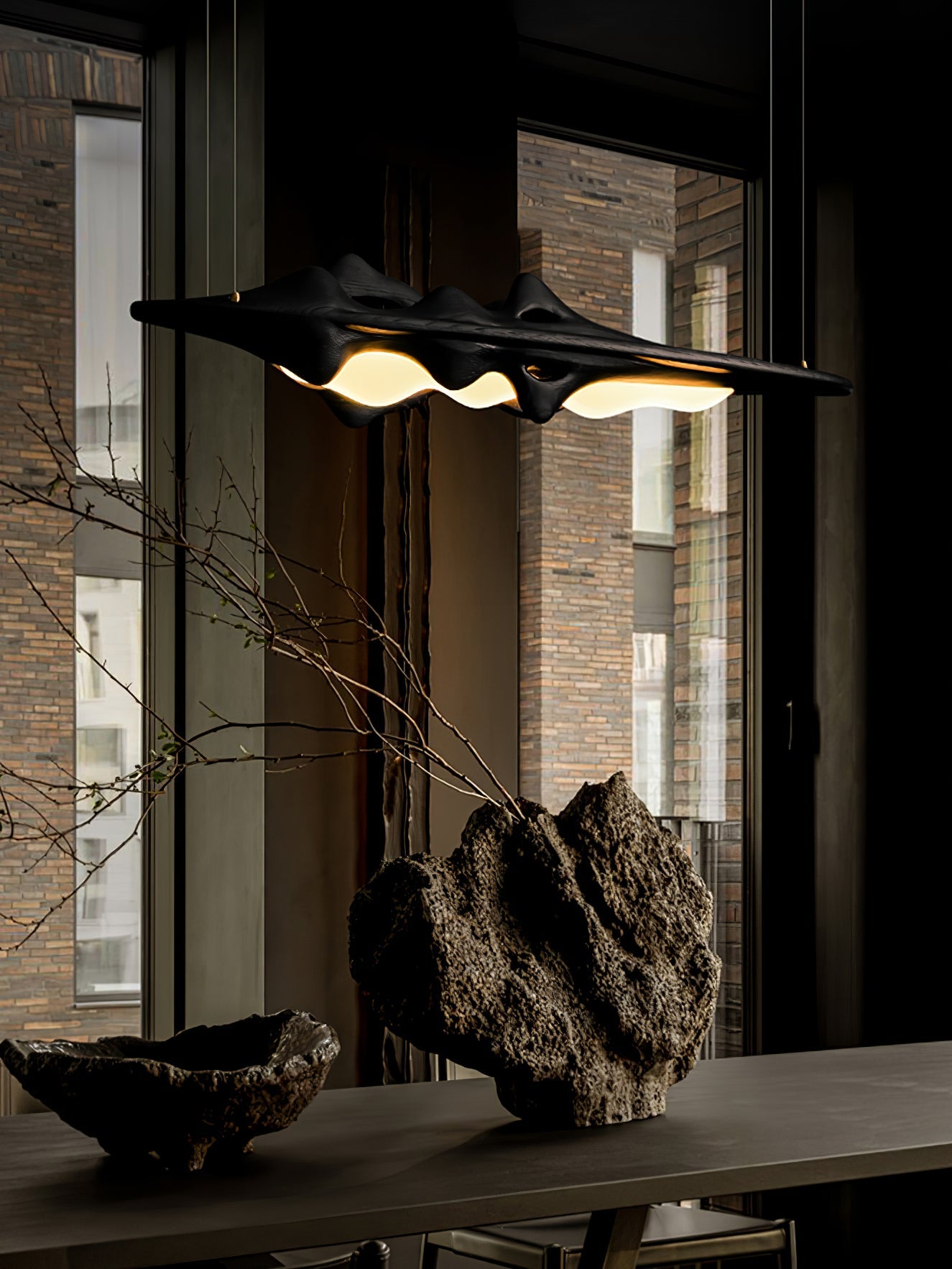 Aster Sculptural Wood LED Pendant Light for Dining Room & Kitchen