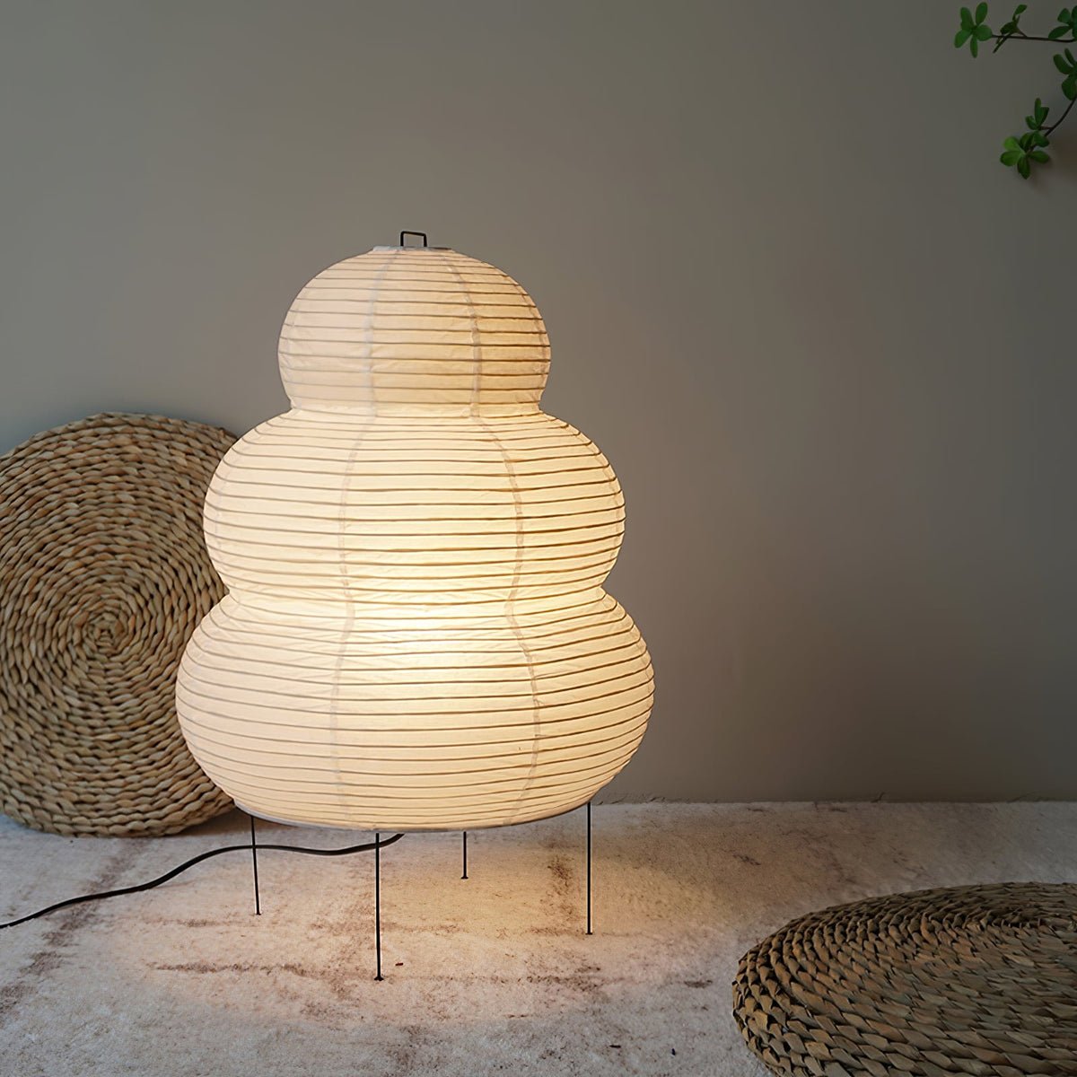Tsuki Japanese Paper Lantern Table Lamp for Bedside and Living Room