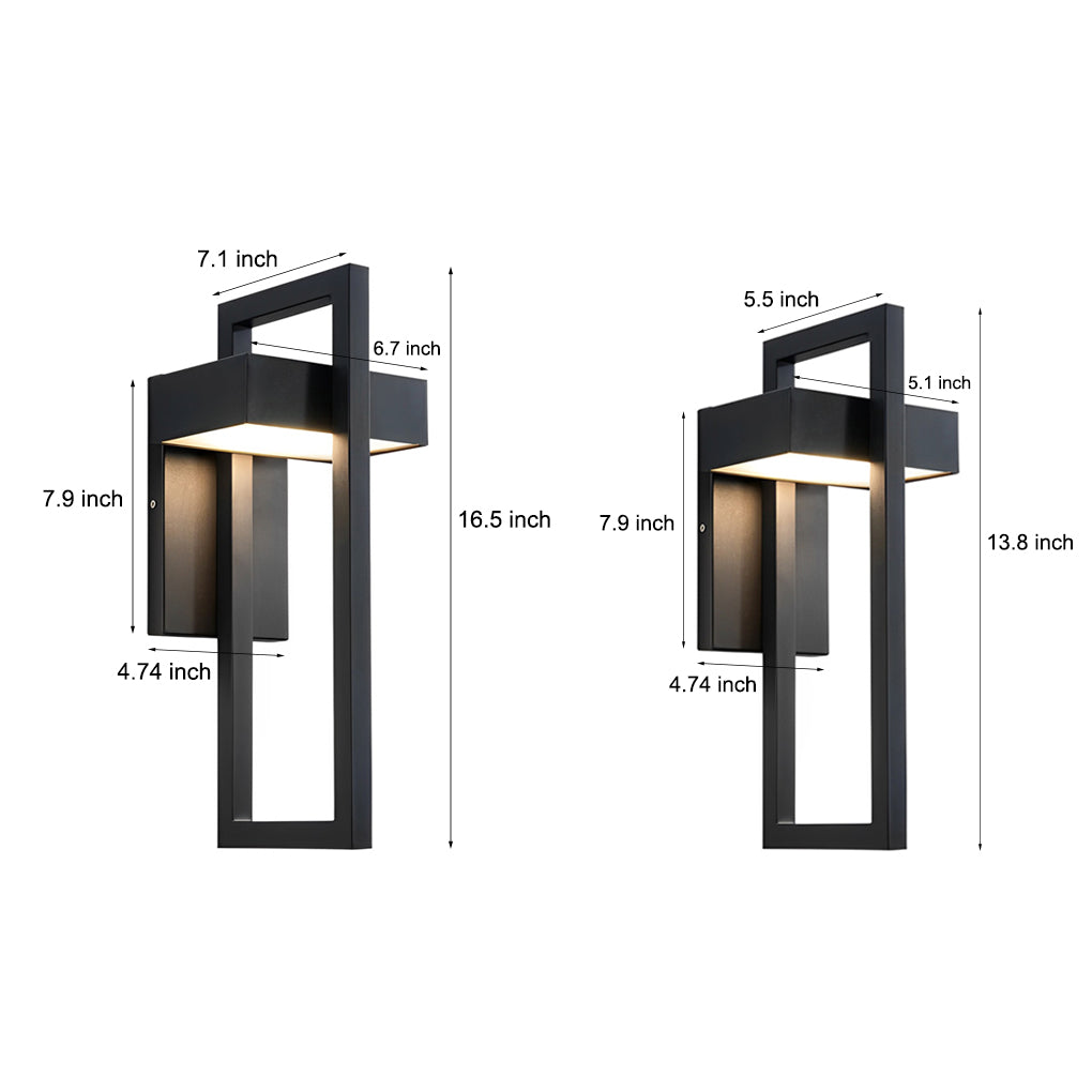 Nero Minimalist Black Rectangular Outdoor Wall Sconce IP65 for Gardens
