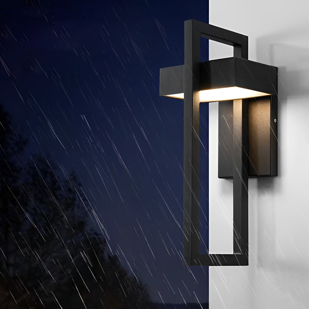 Nero Minimalist Black Rectangular Outdoor Wall Sconce IP65 for Gardens