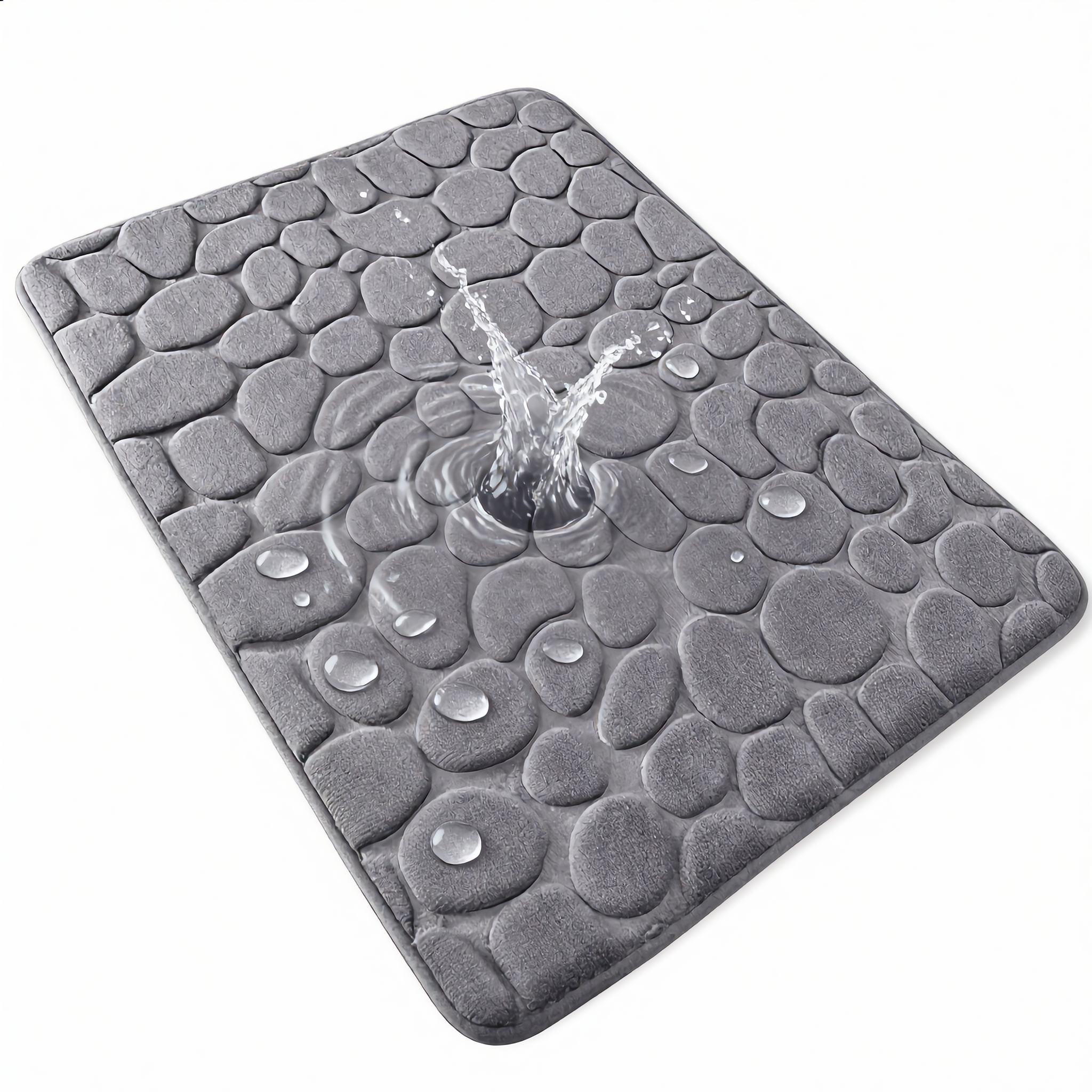 Pietra Cobblestone Embossed Memory Foam Quick Dry Non Slip Bath Mat
