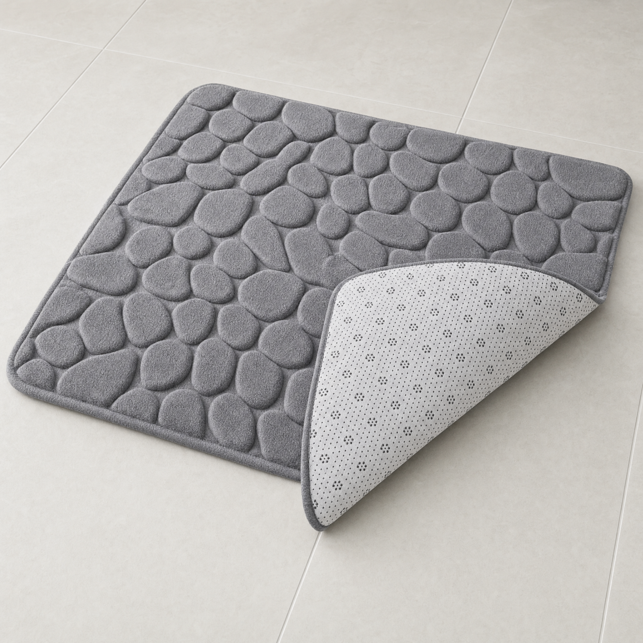 Pietra Cobblestone Embossed Memory Foam Quick Dry Non Slip Bath Mat